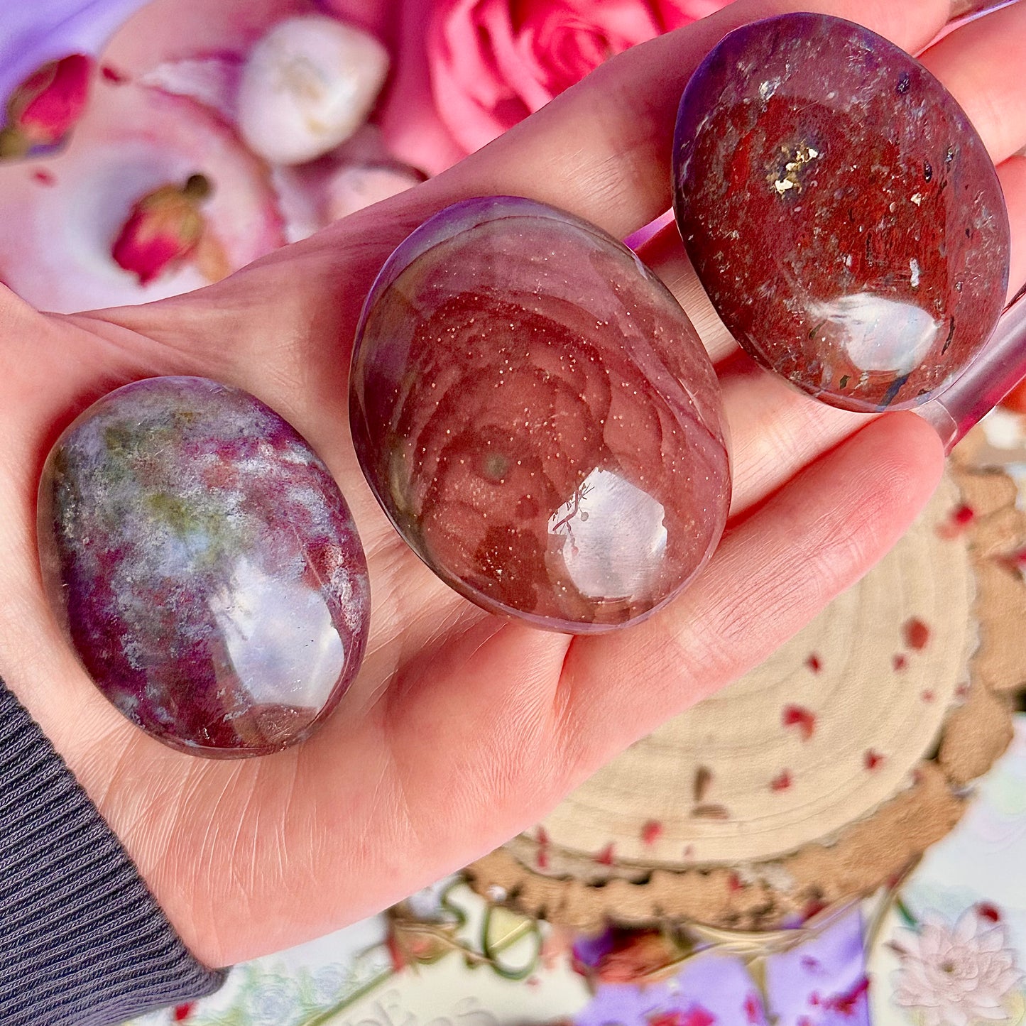pierres de poche de jaspe océanique rouge ~ choisissez la vôtre