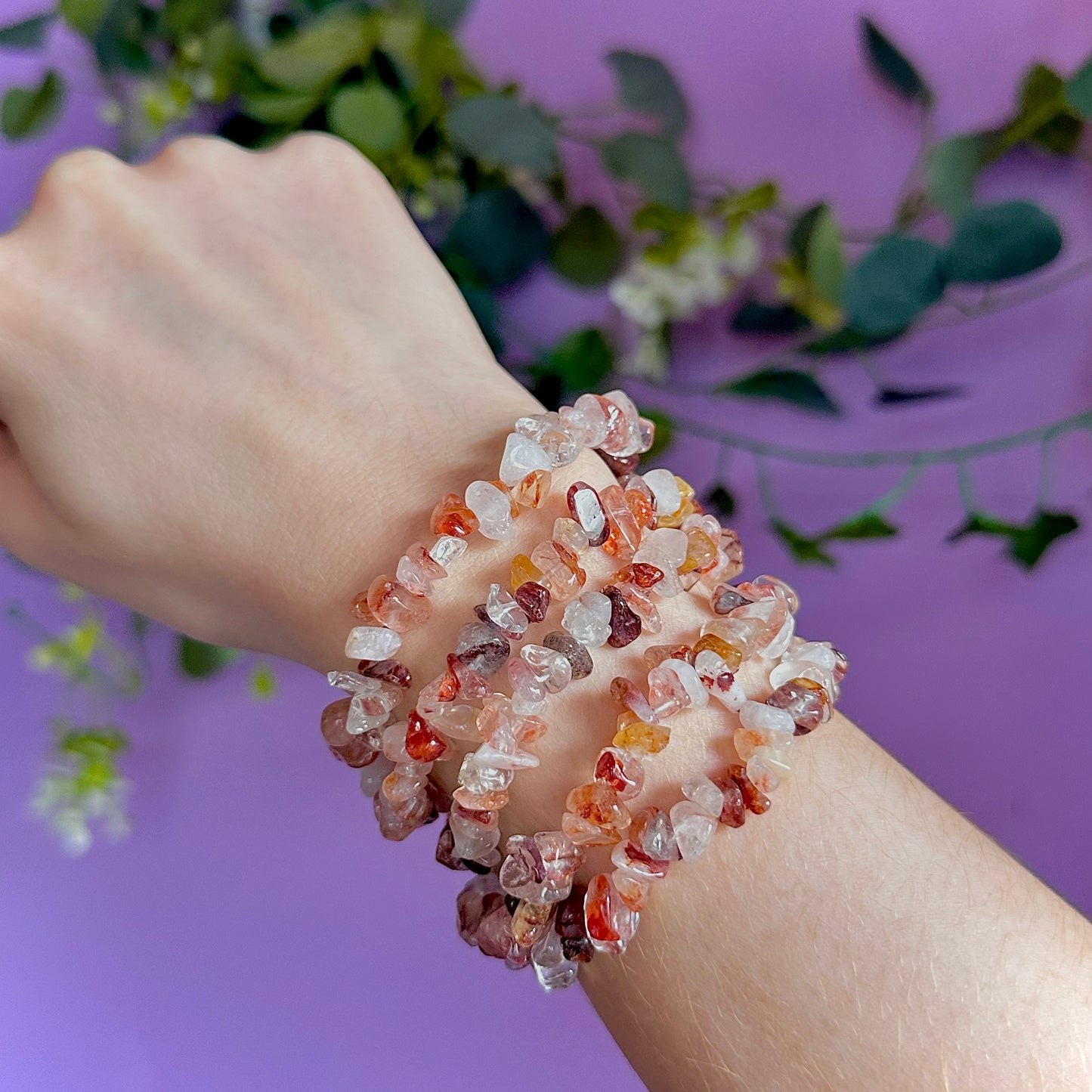 fire quartz chip bracelet