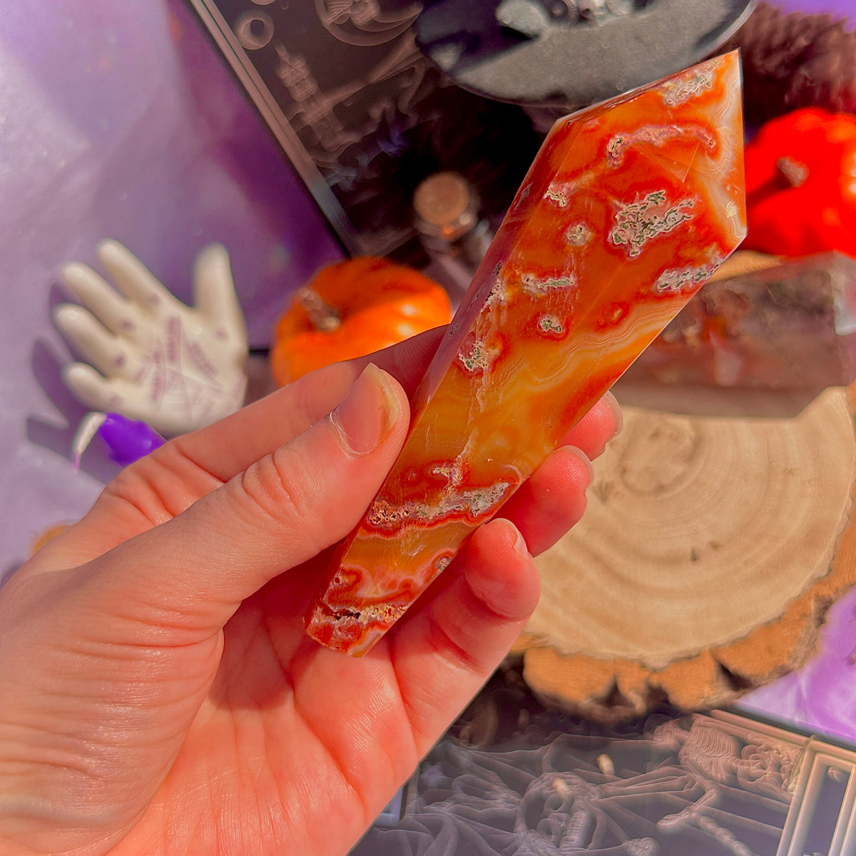 carnelian x moss agate generator wands ~ choose your own