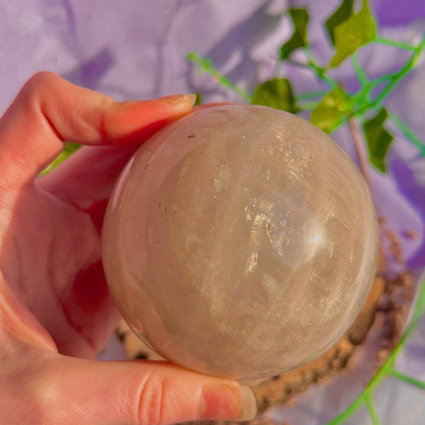 sphère de quartz rose bleu ~ 626g