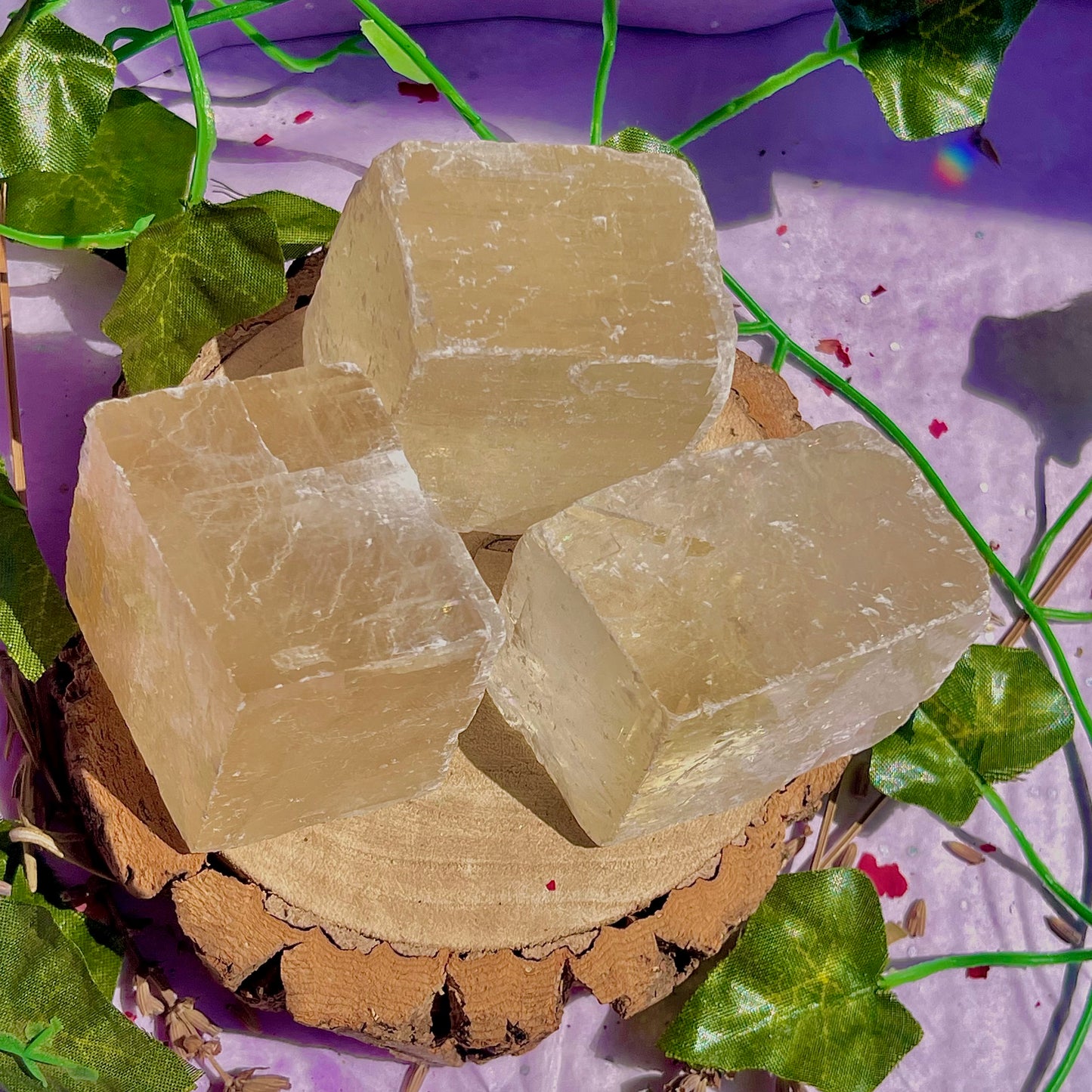 optical golden calcite natural rhombohedrons ~ medium