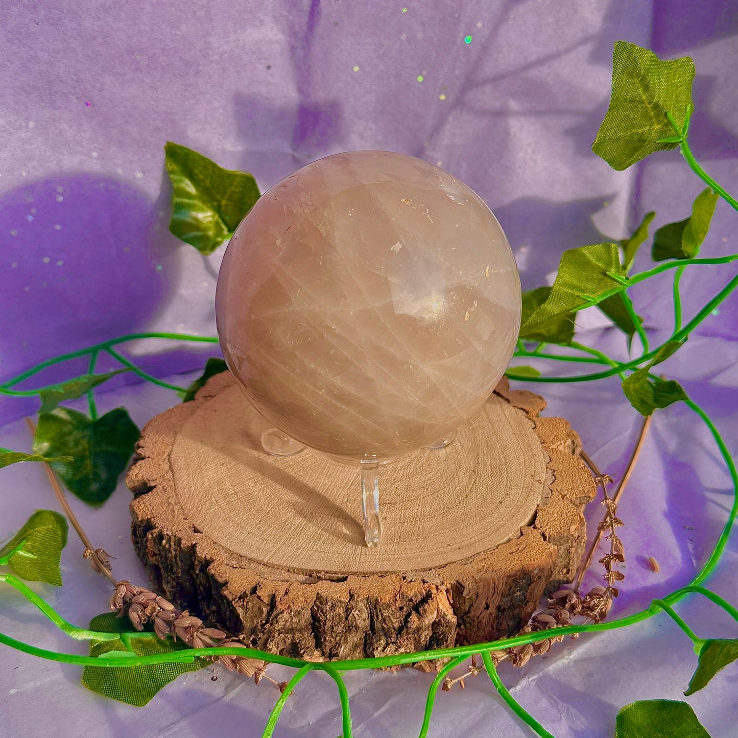 sphère de quartz rose bleu ~ 626g