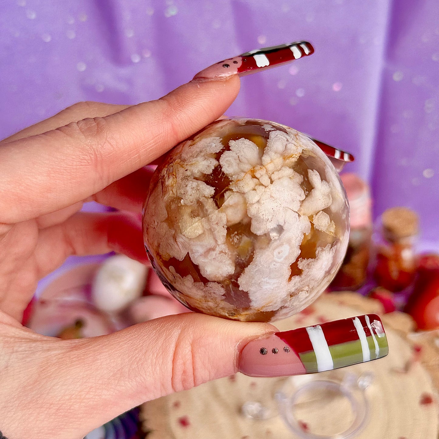 flower agate sphere A