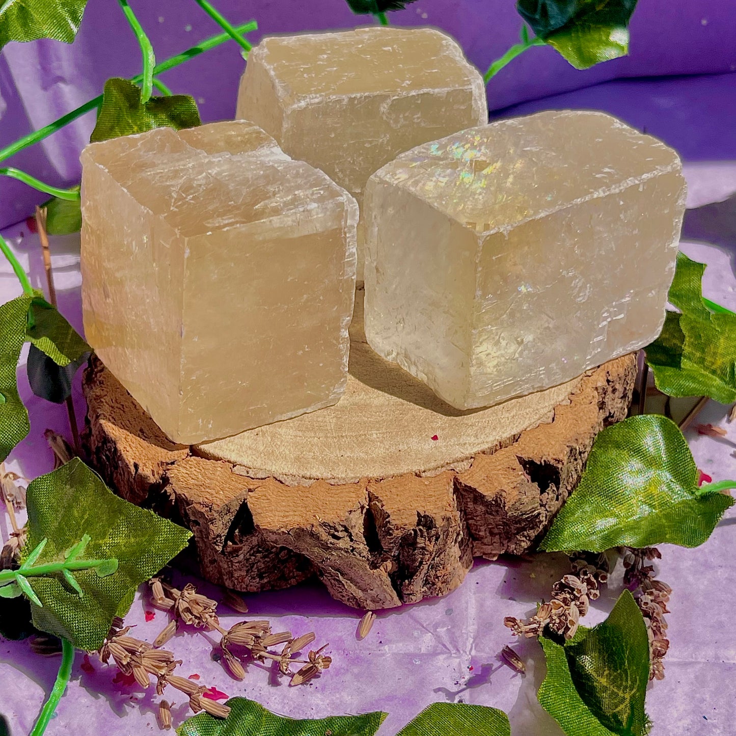 optical golden calcite natural rhombohedrons ~ medium