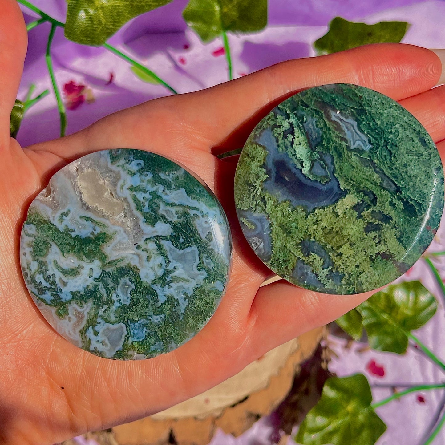 moss agate disc A & B