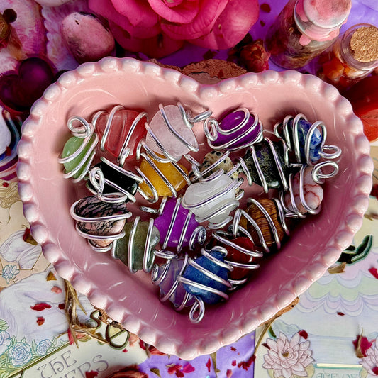 wrapped around your heart pendants ~ wire wrapped by me with aluminium wire