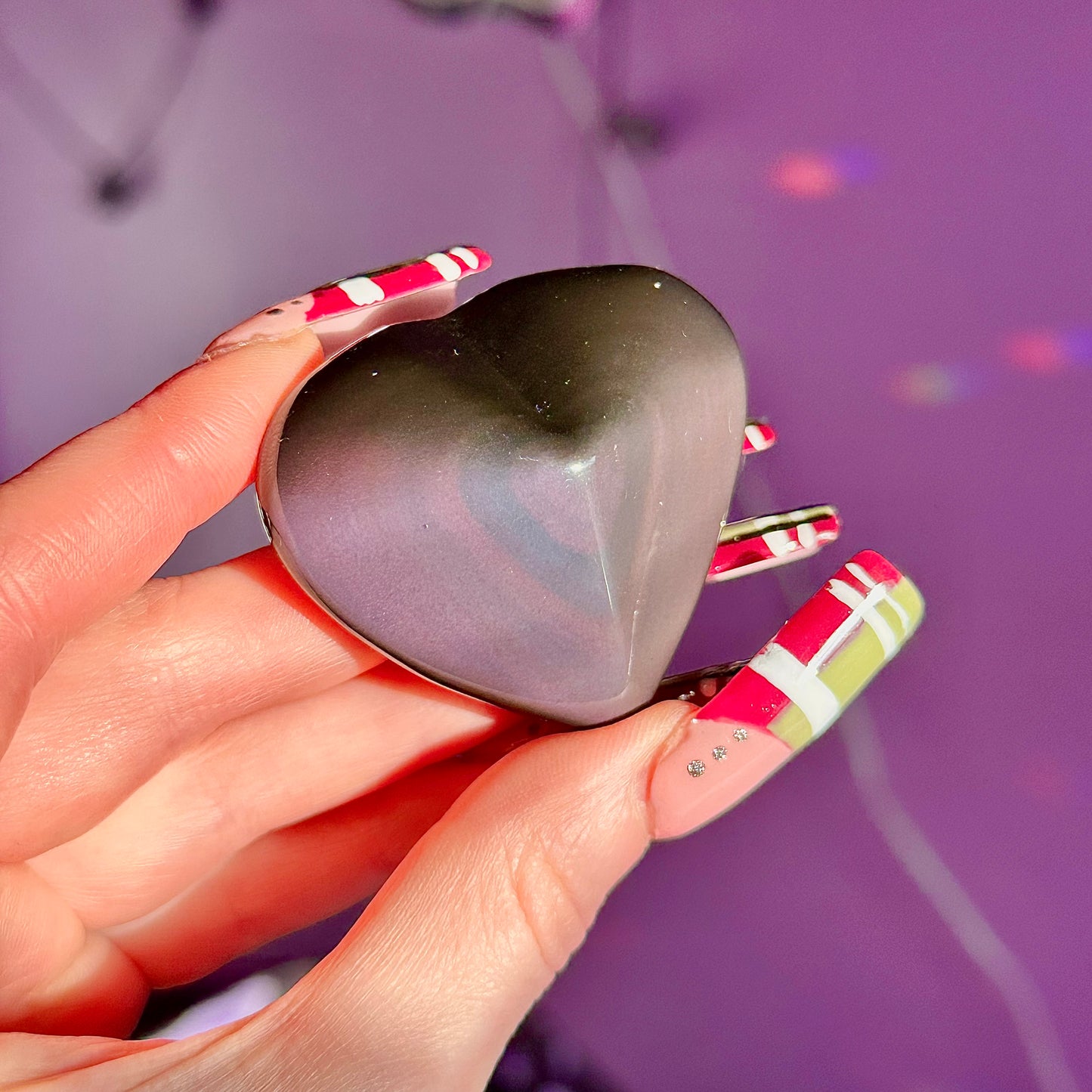 rainbow obsidian heart carvings A & B