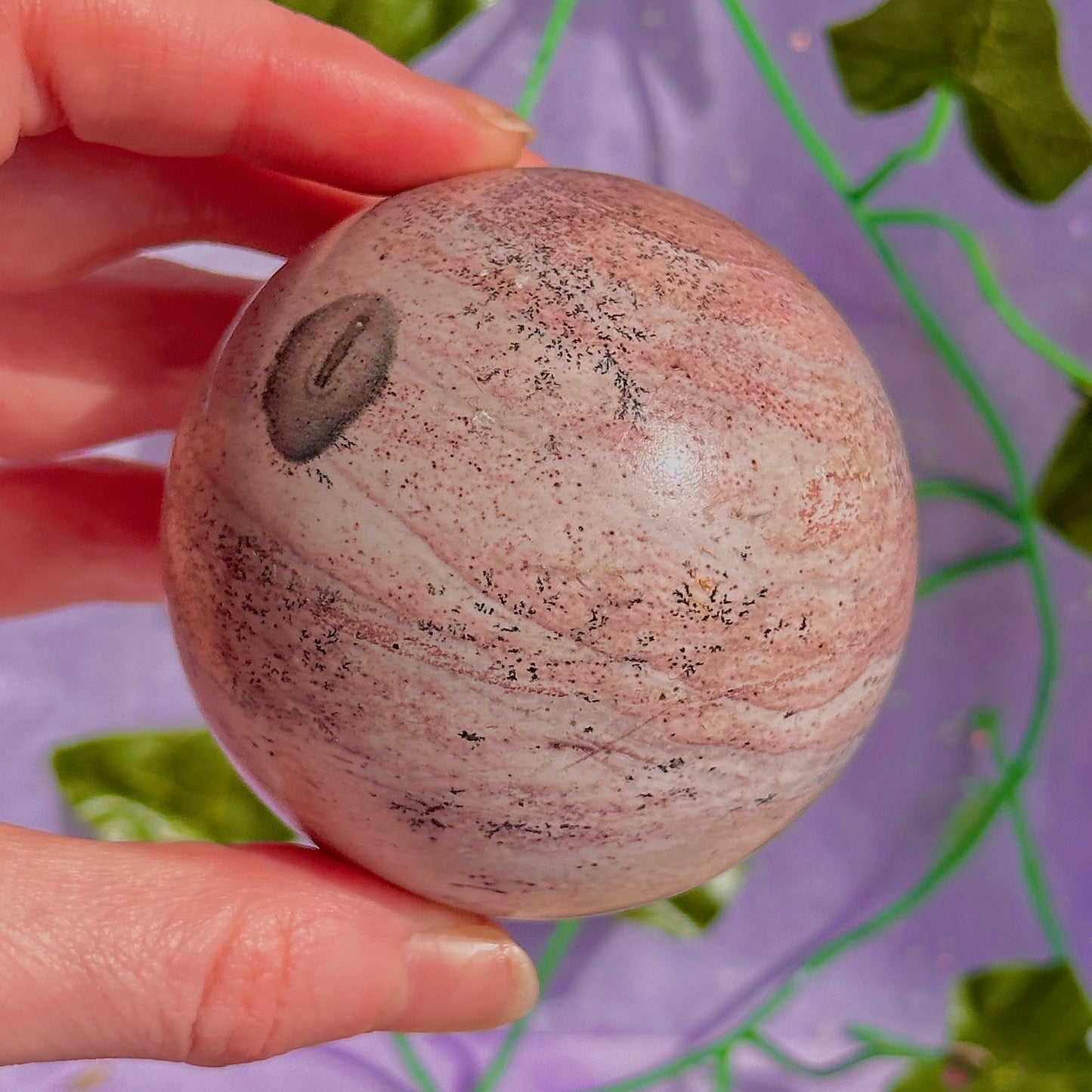 pink picture jasper sphere