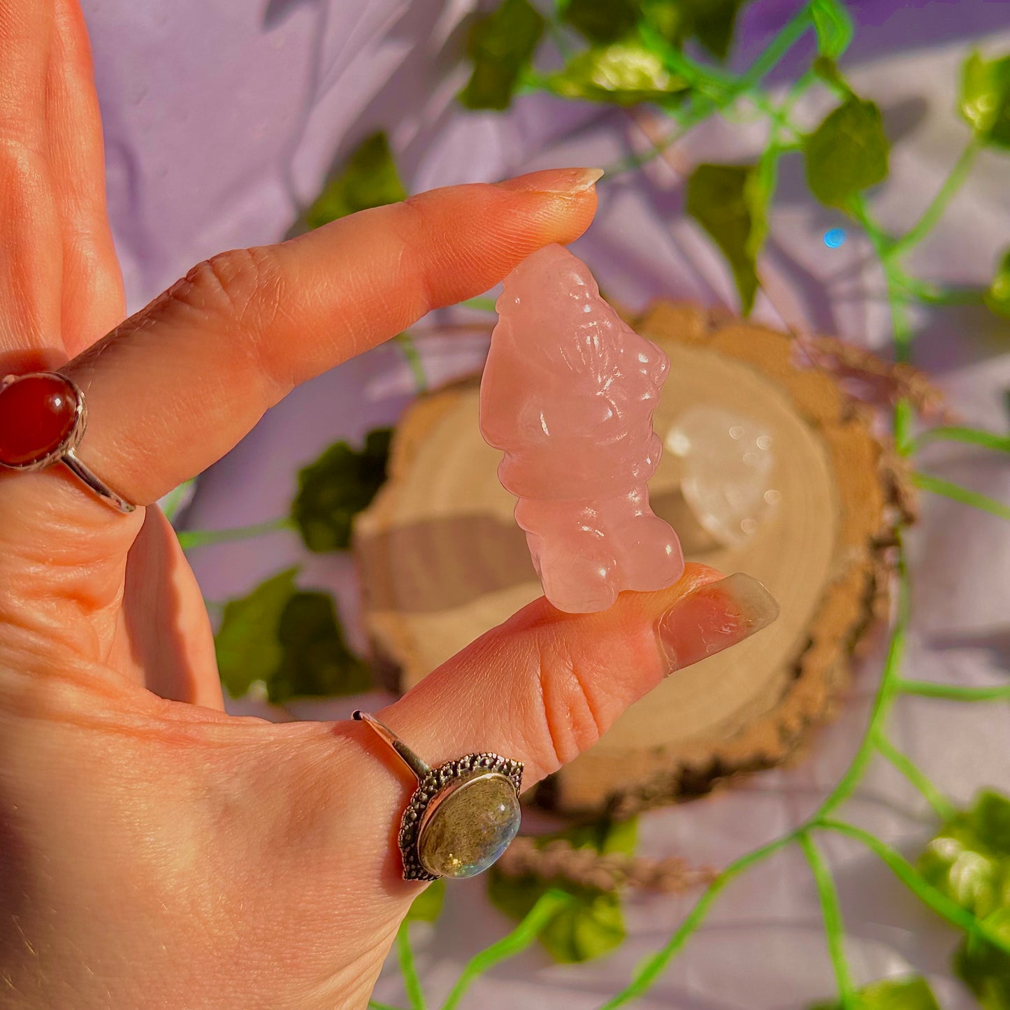 sculptures du père Noël, quartz rose et quartz clair ~ choisissez le vôtre