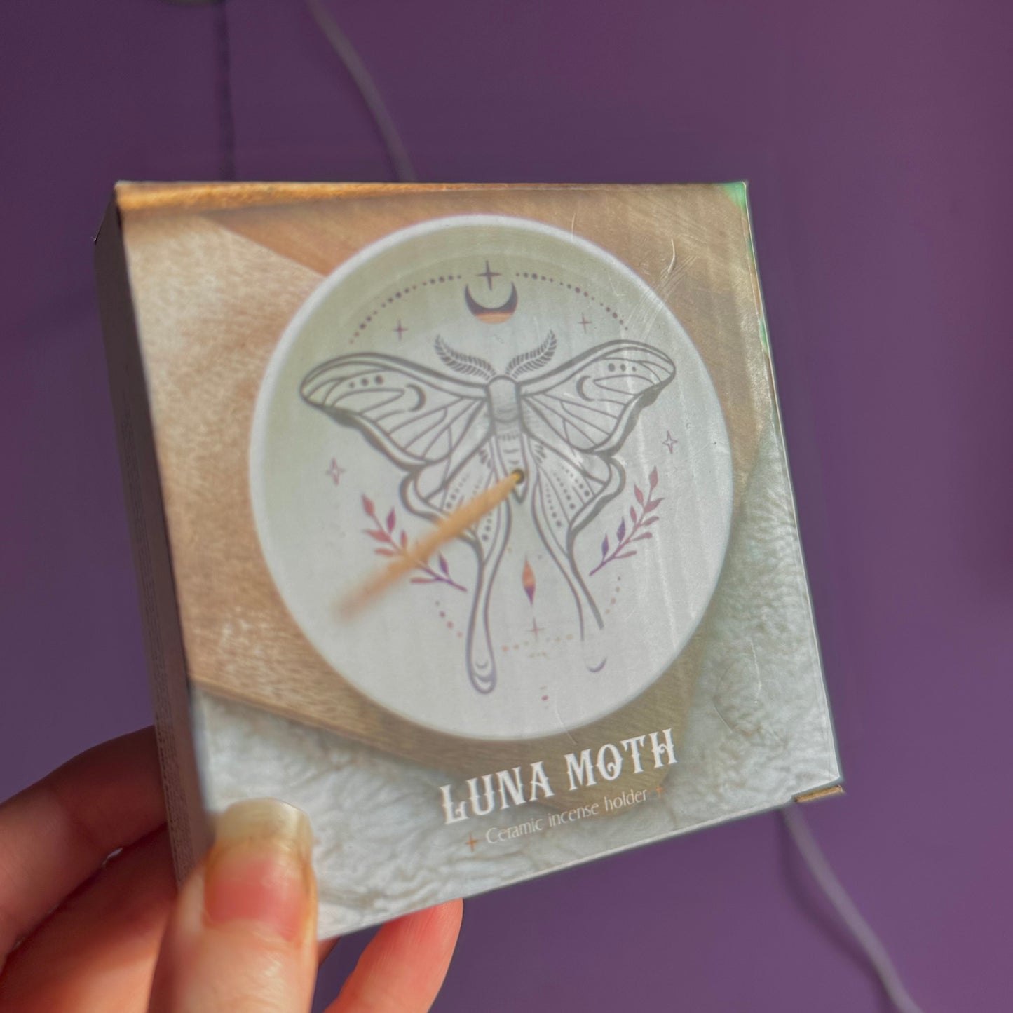 luna moth ceramic incense holder