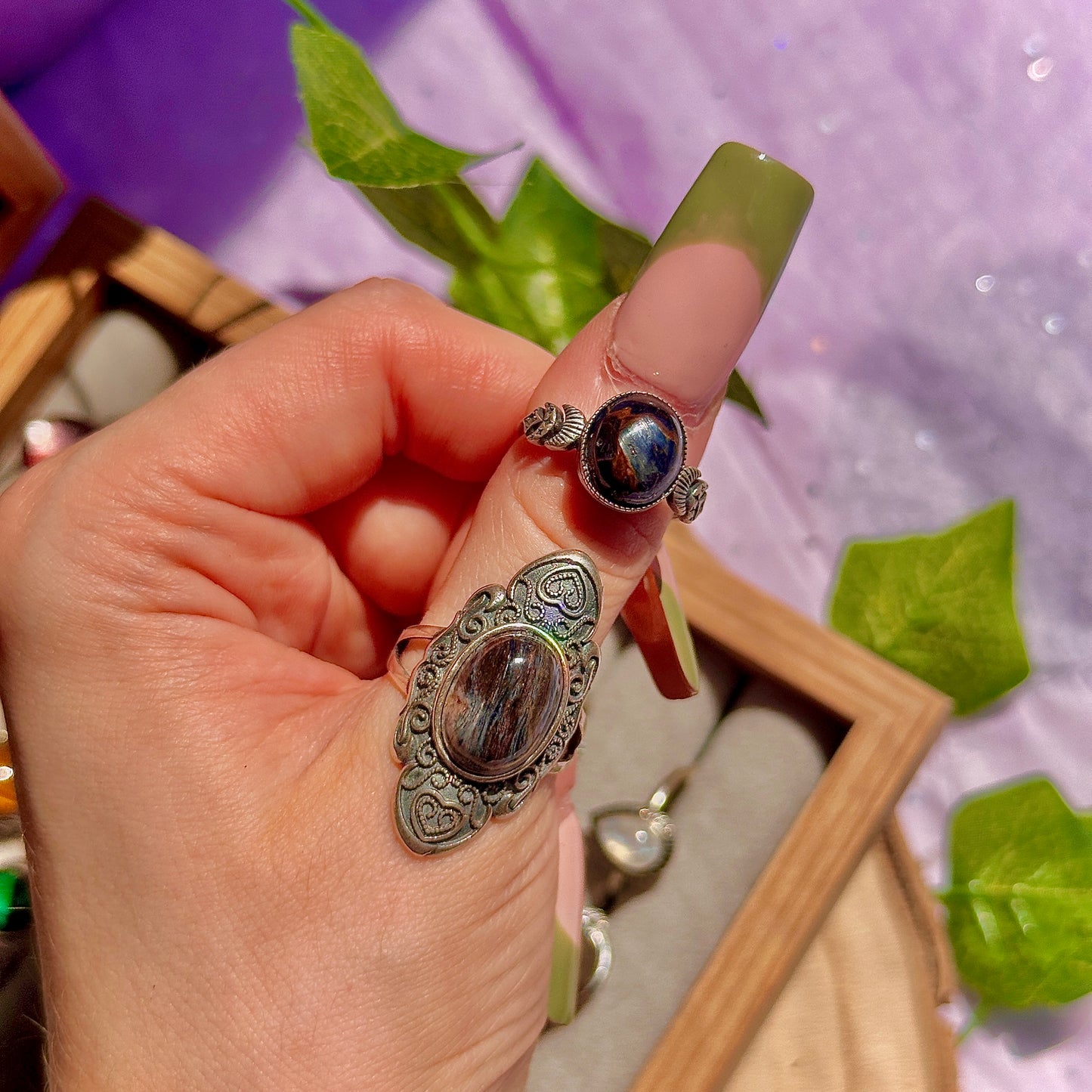 pietersite 925 sterling silver adjustable ring