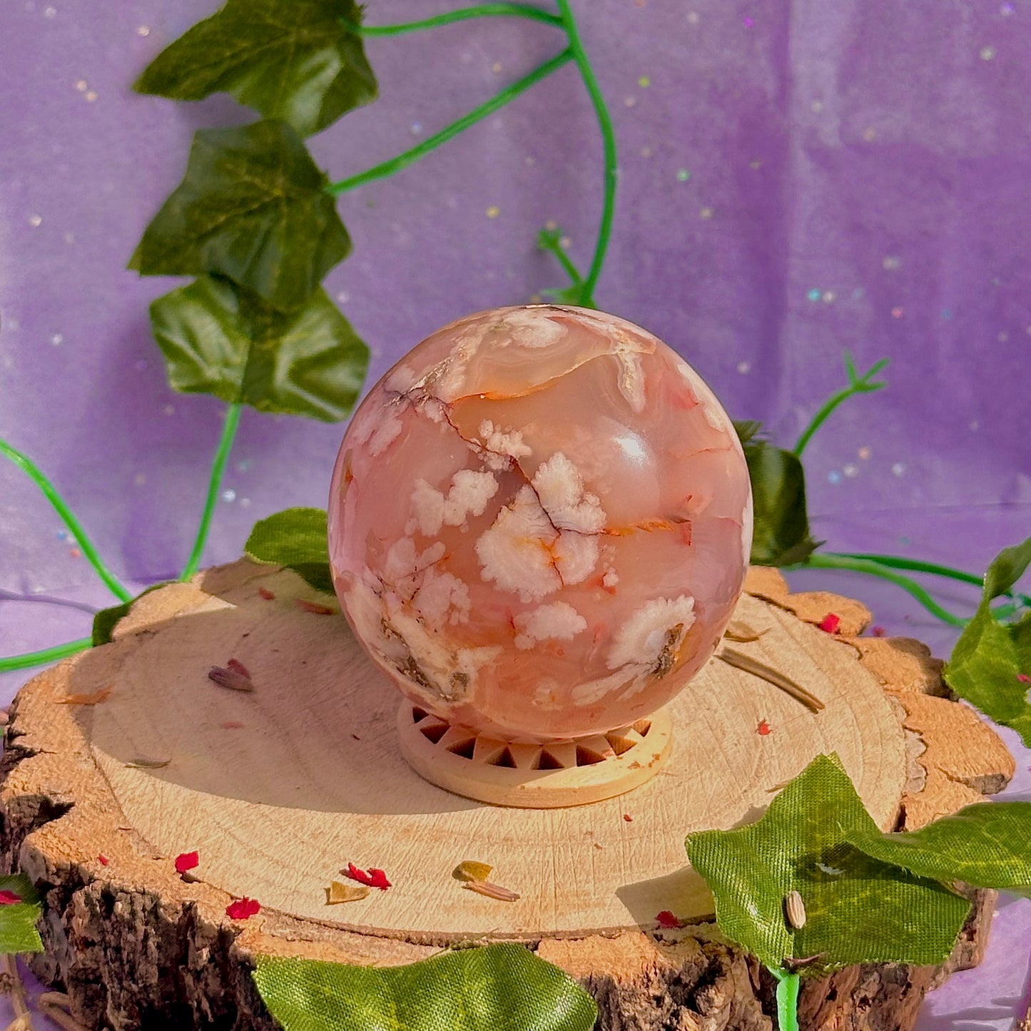 flower agate sphere