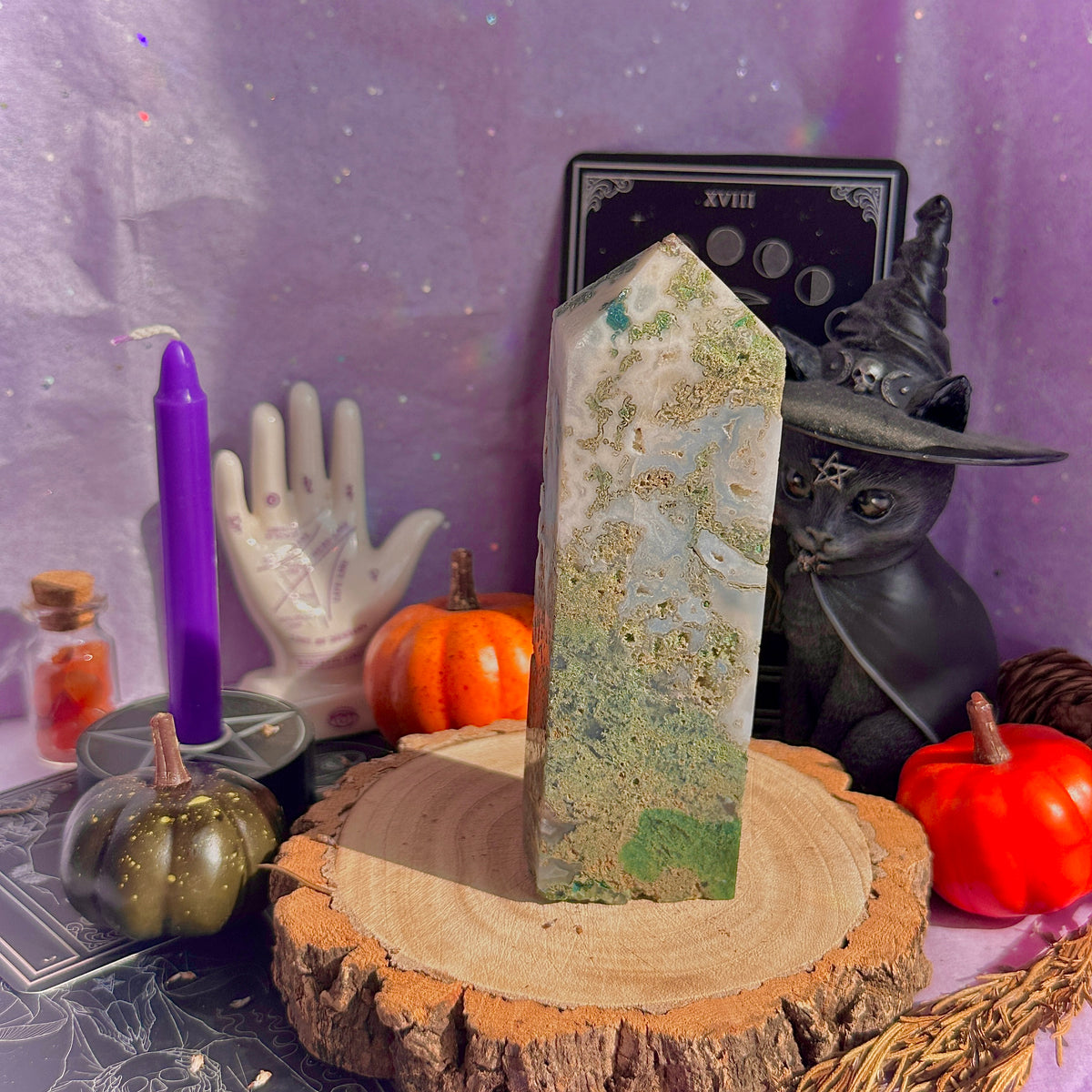 moss agate chunky tower