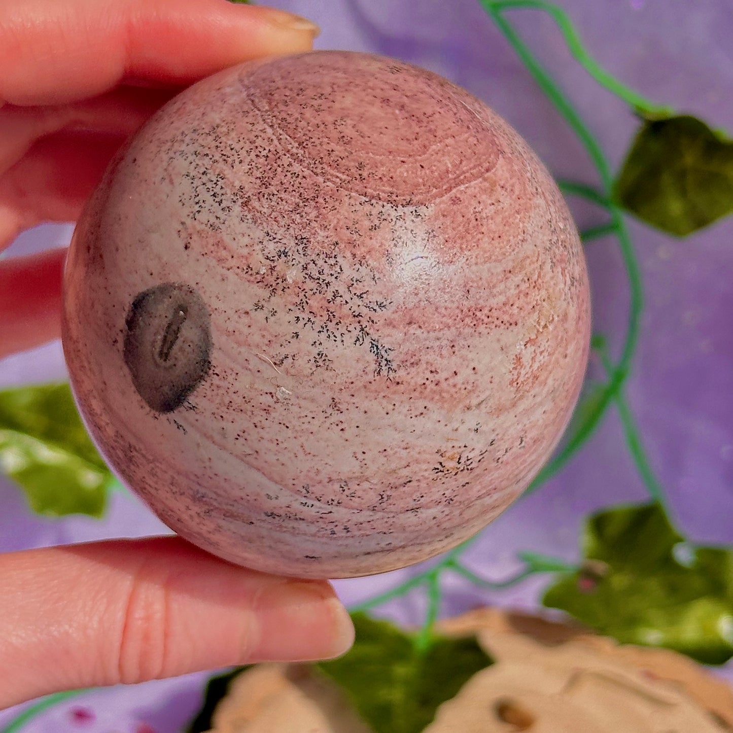 pink picture jasper sphere