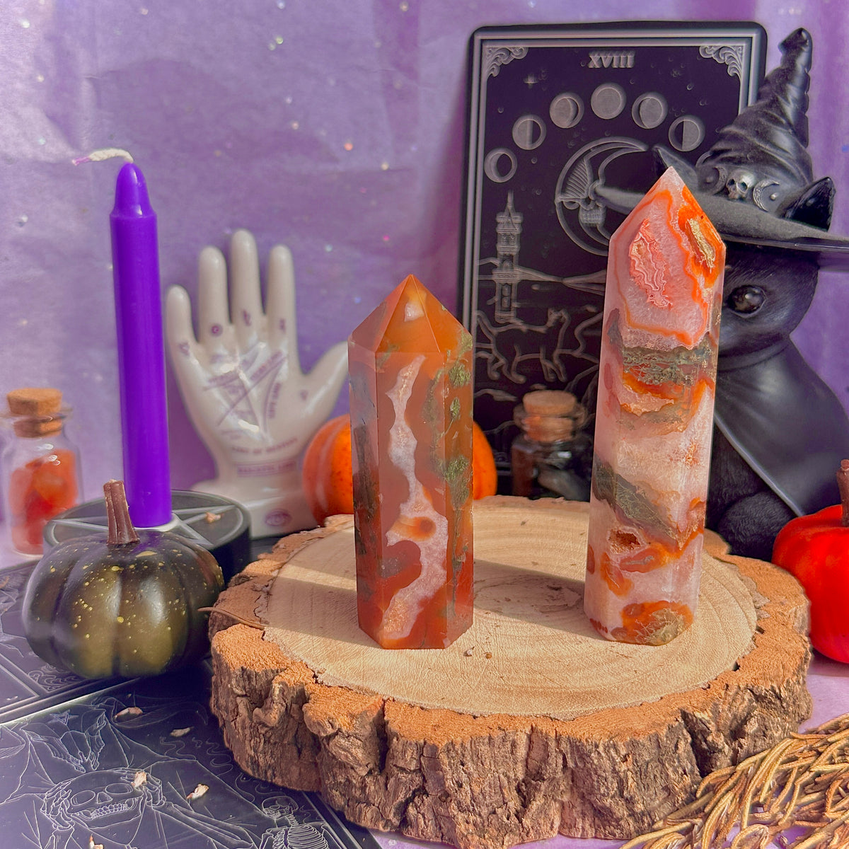 carnelian x moss agate towers ~ choose your own