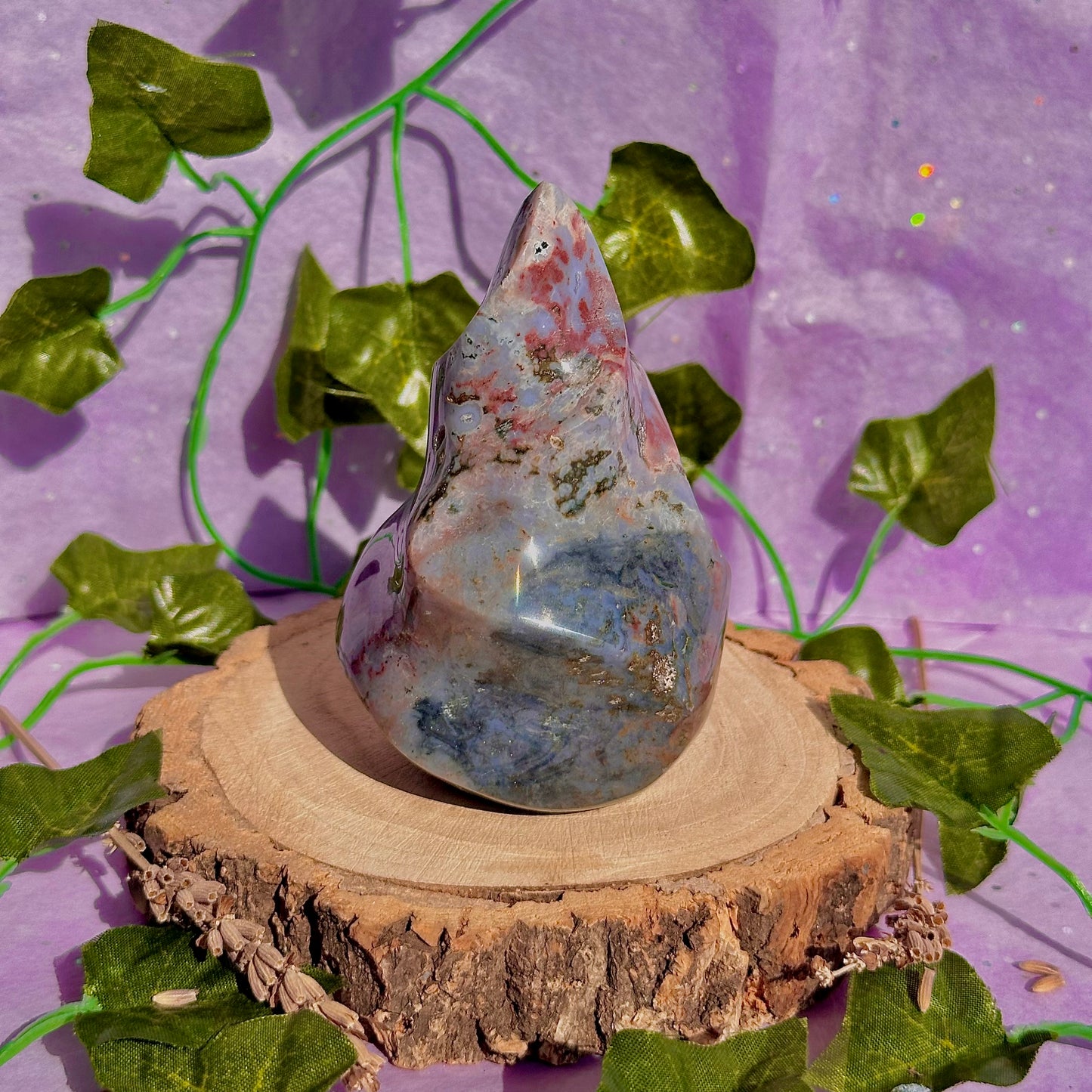 pastel sea jasper flame carving