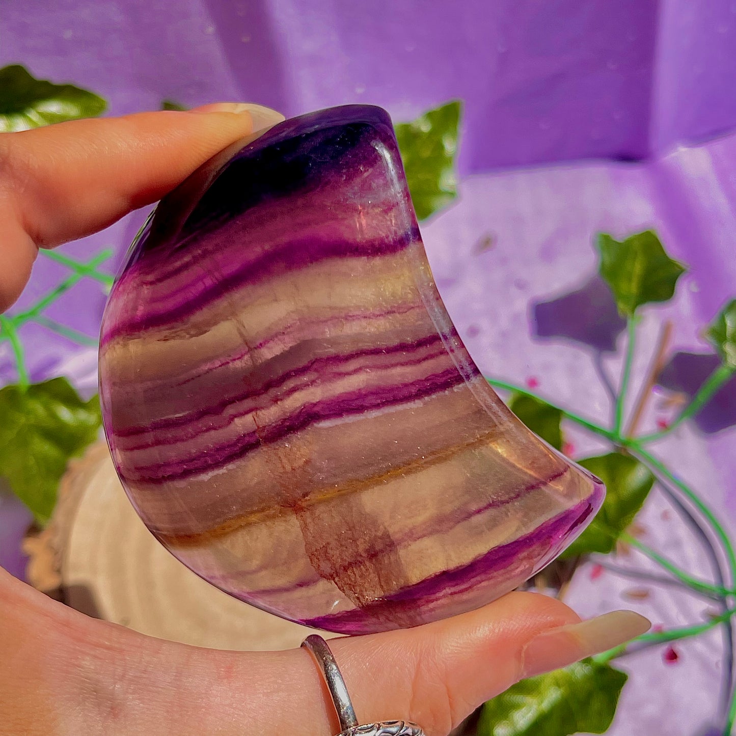 rainbow fluorite moon bowl A