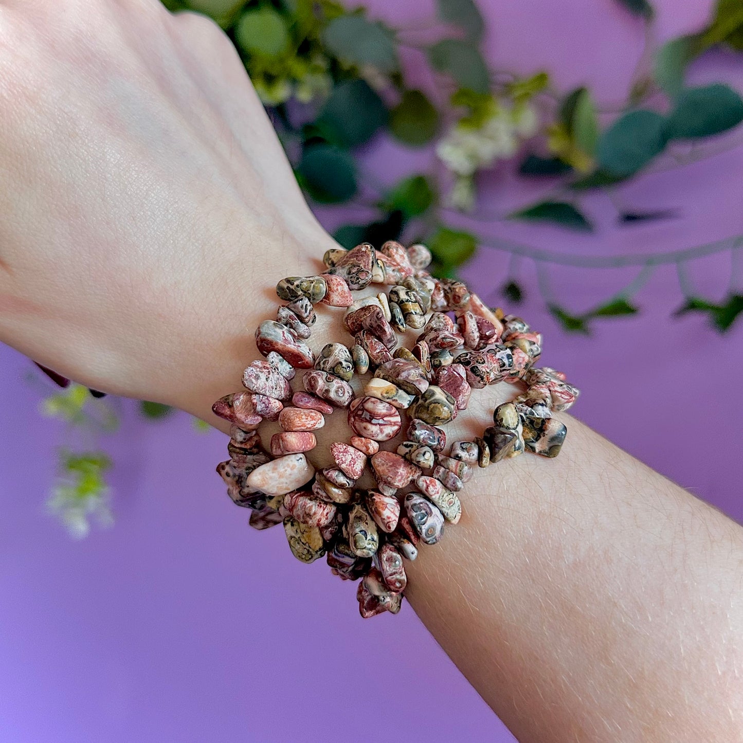 leopard jasper chip bracelets