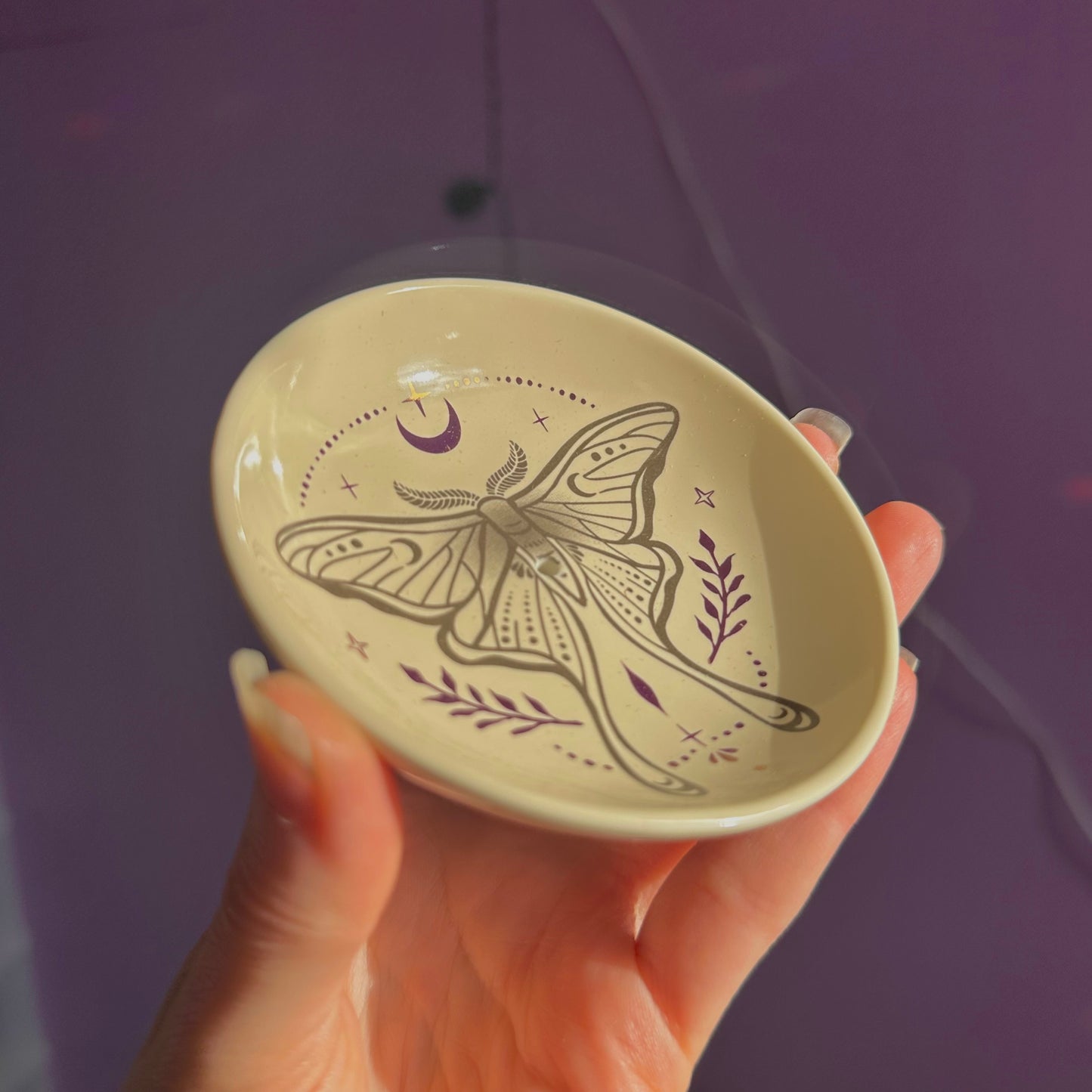luna moth ceramic incense holder