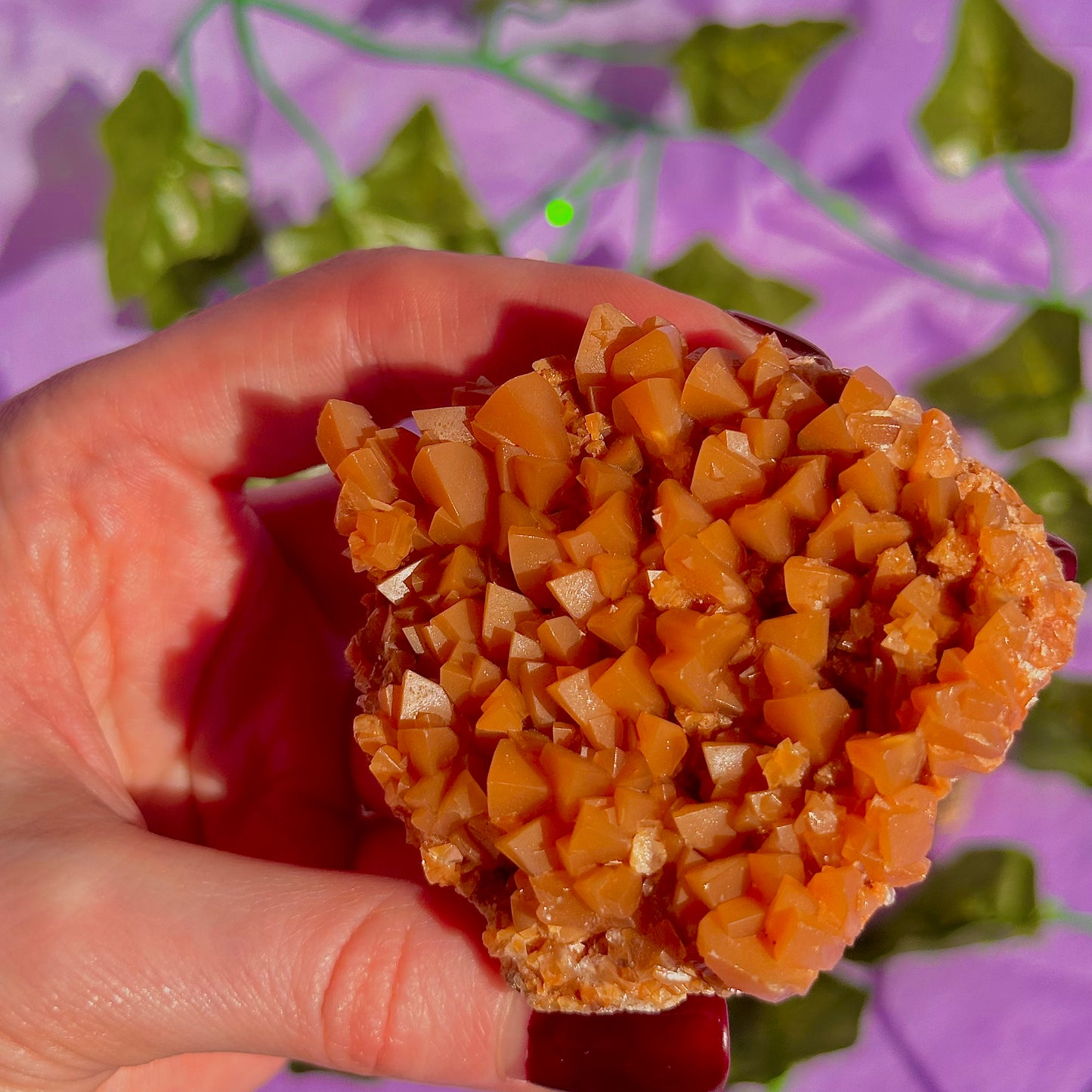 orange calcite cluster specimen C