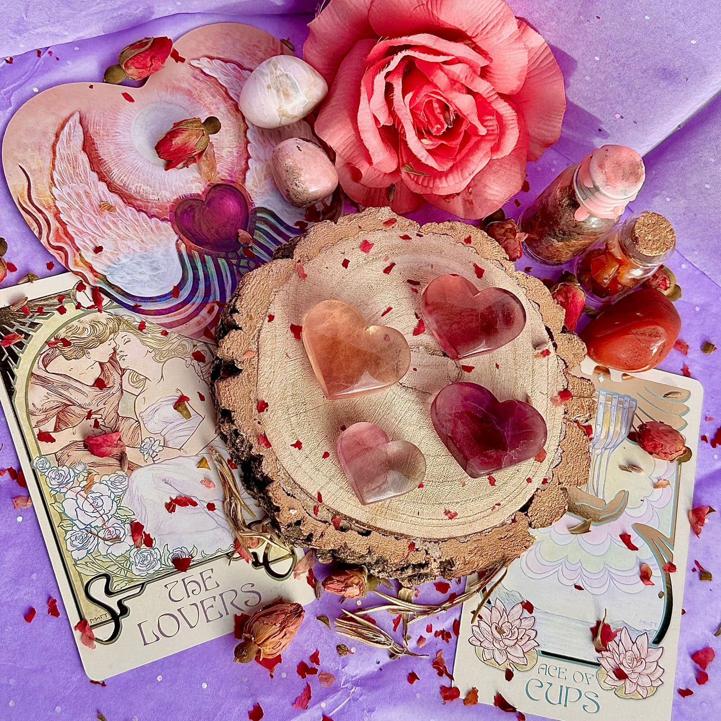 candy rainbow fluorite heart carvings ~ choose your own