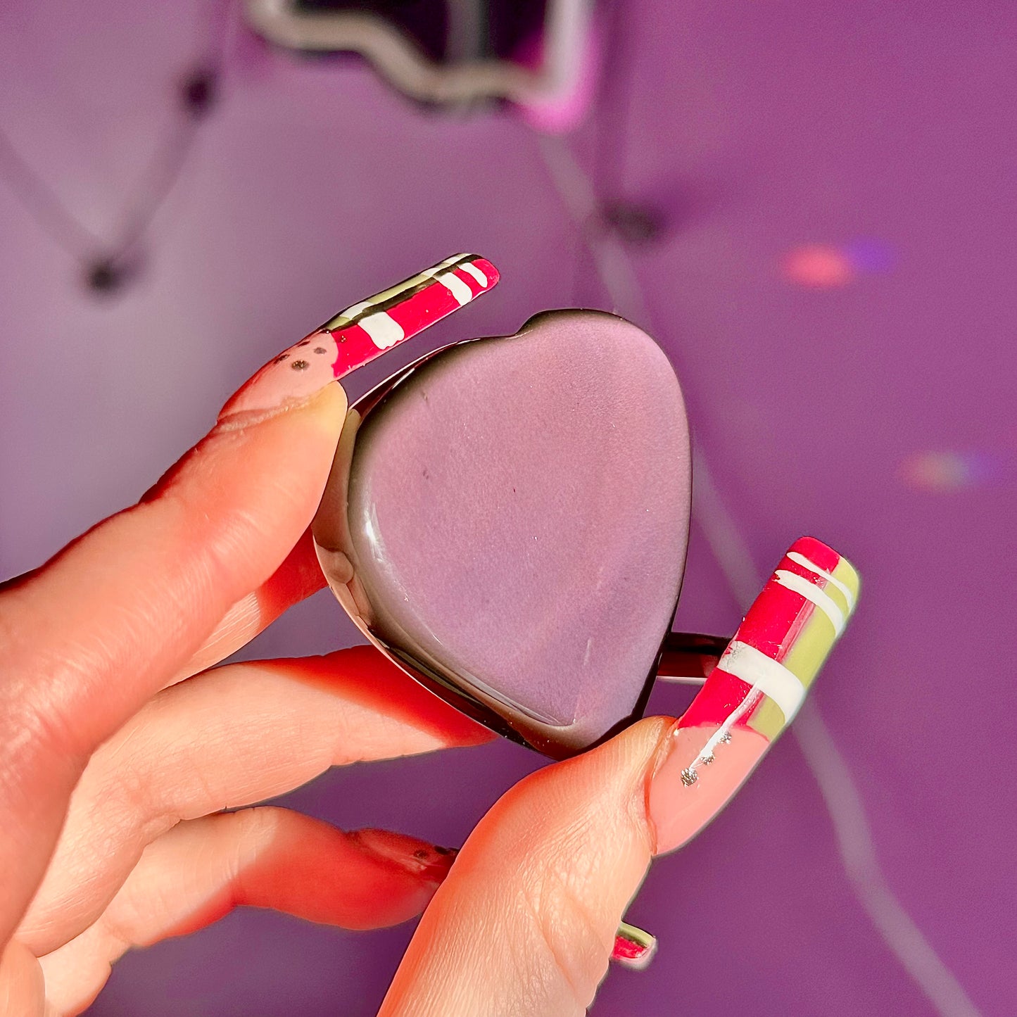 rainbow obsidian heart carvings A & B