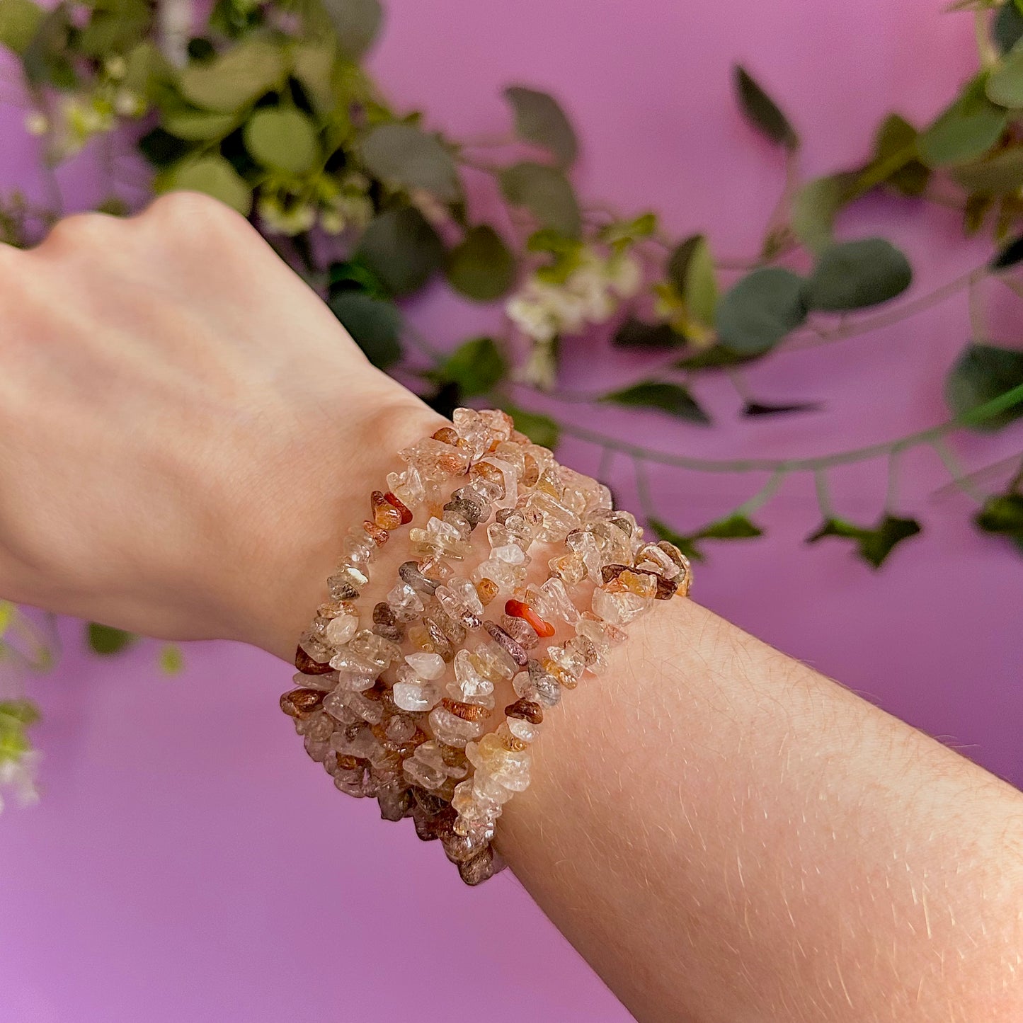 copper rutile chip bracelet