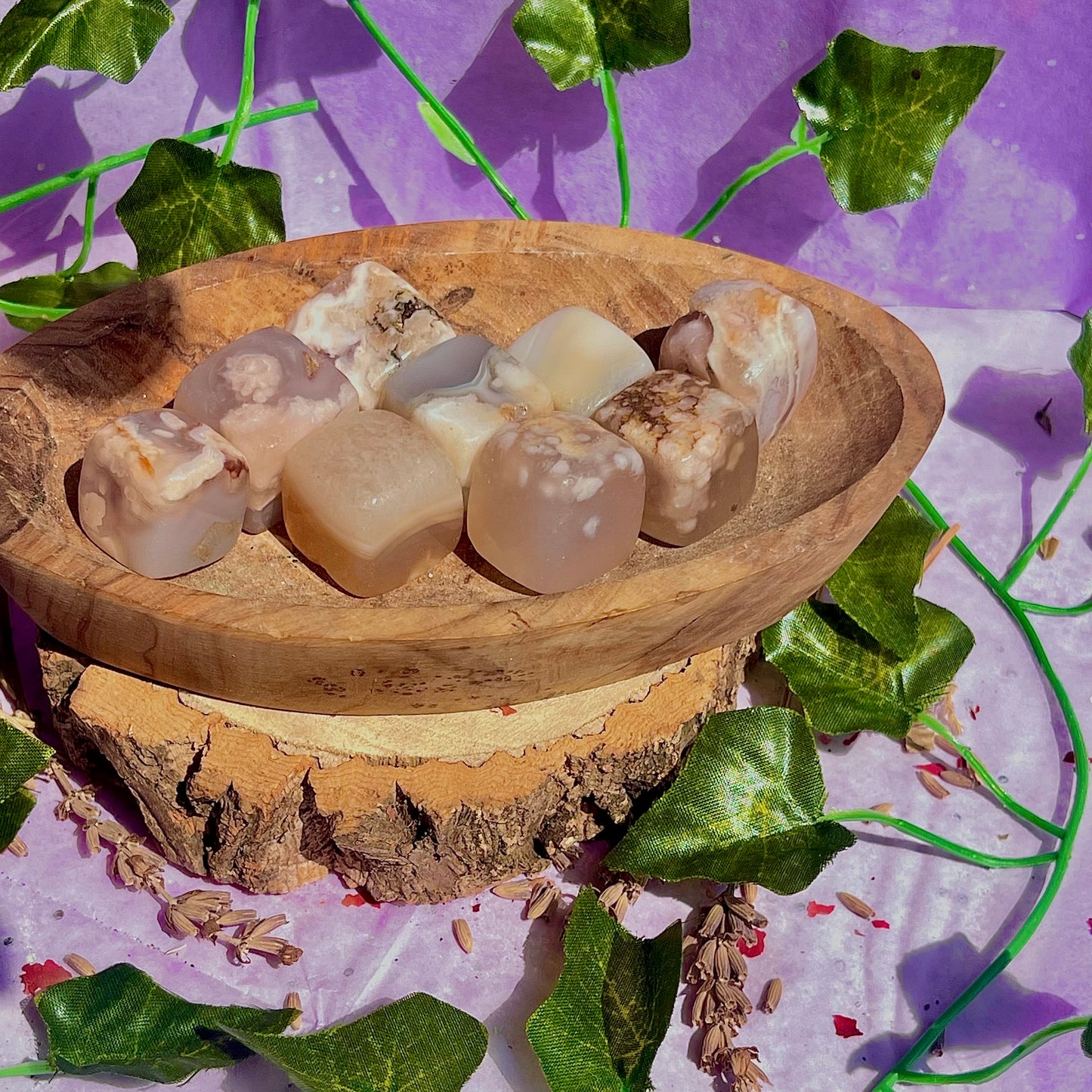 flower agate cubes