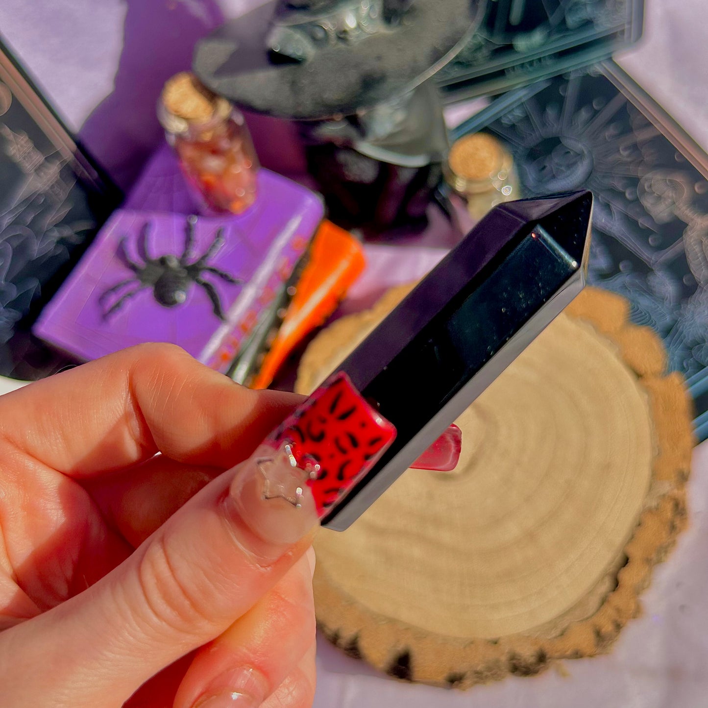 black obsidian point