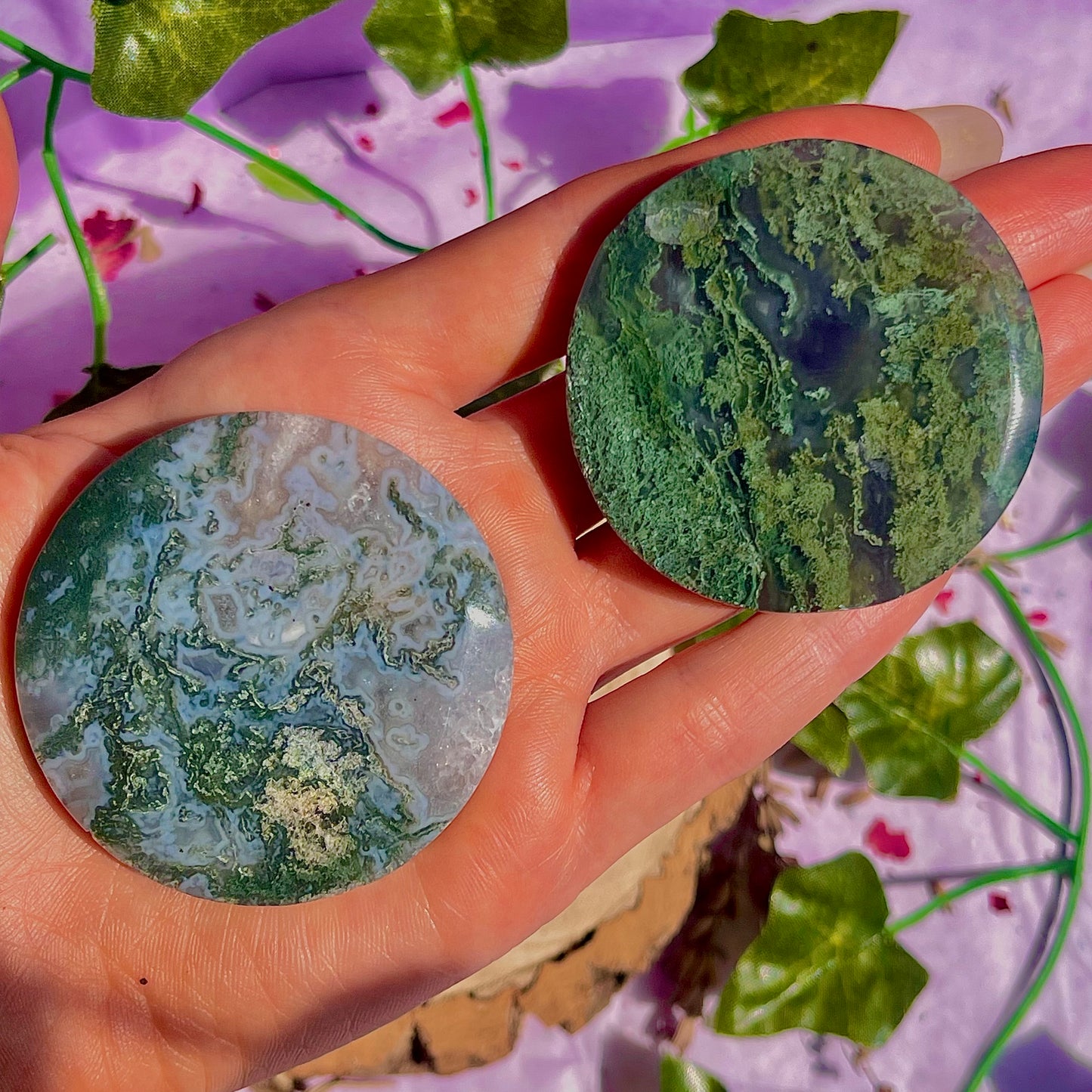 moss agate disc A & B