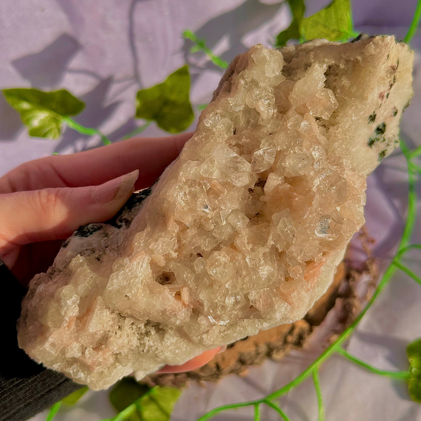 apophyllite with stilbite specimen cluster