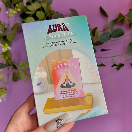 aura affirmation cards with stand