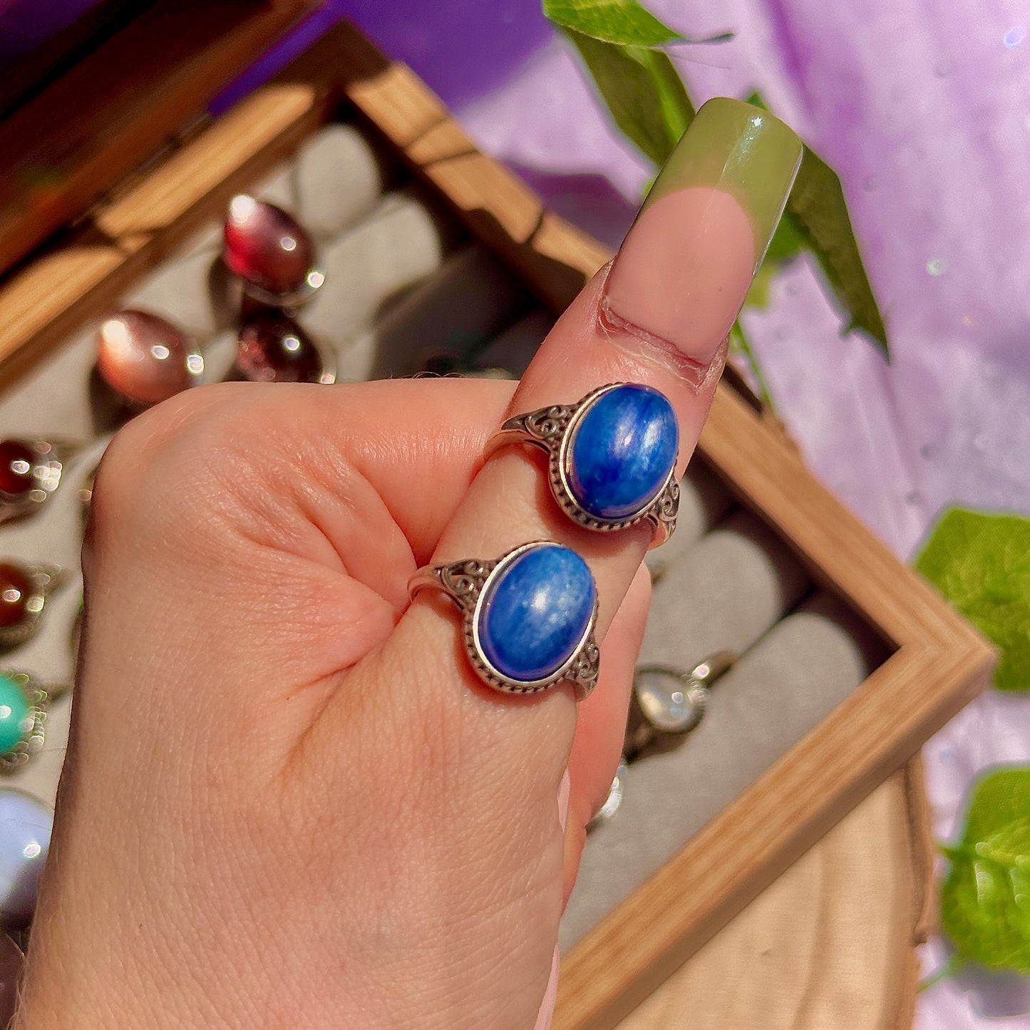 blue kyanite 925 sterling silver adjustable ring