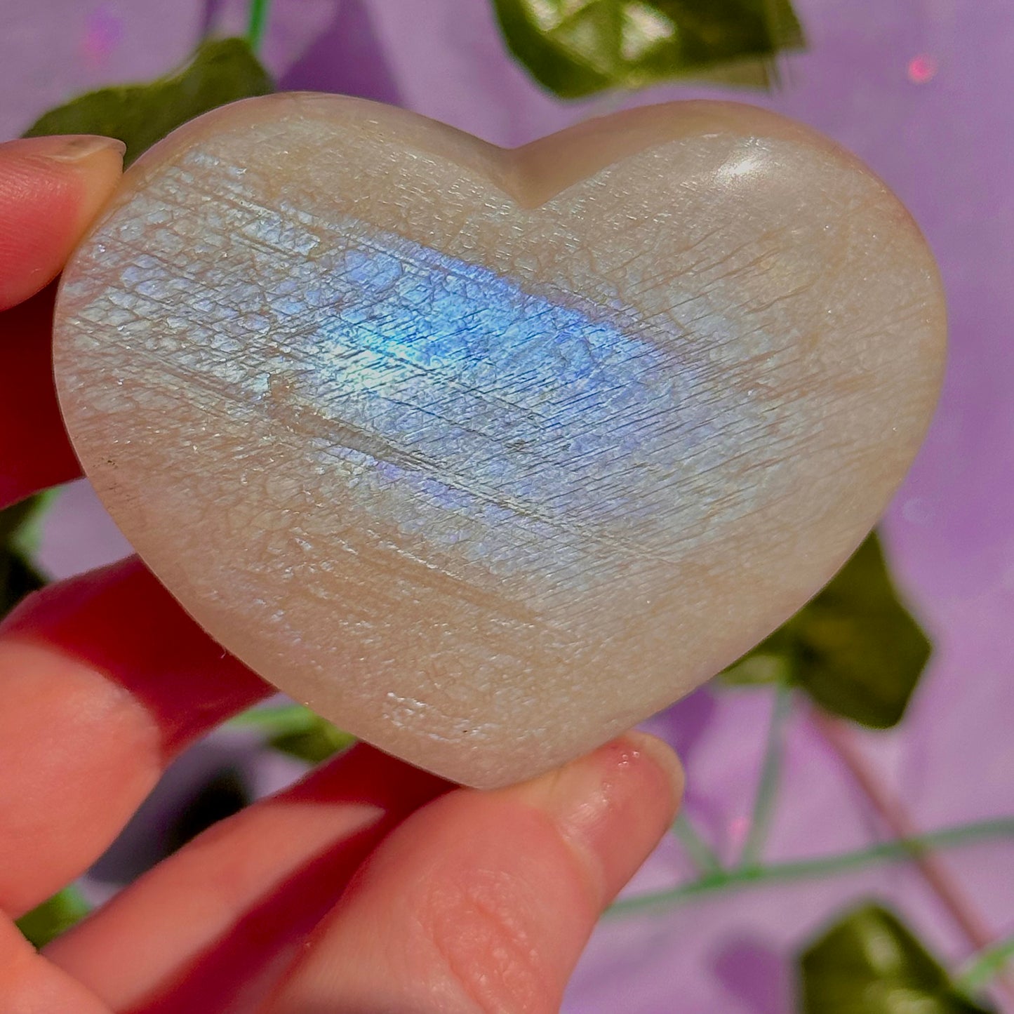 belomorite sunstone & moonstone heart carvings ~ intuitively chosen