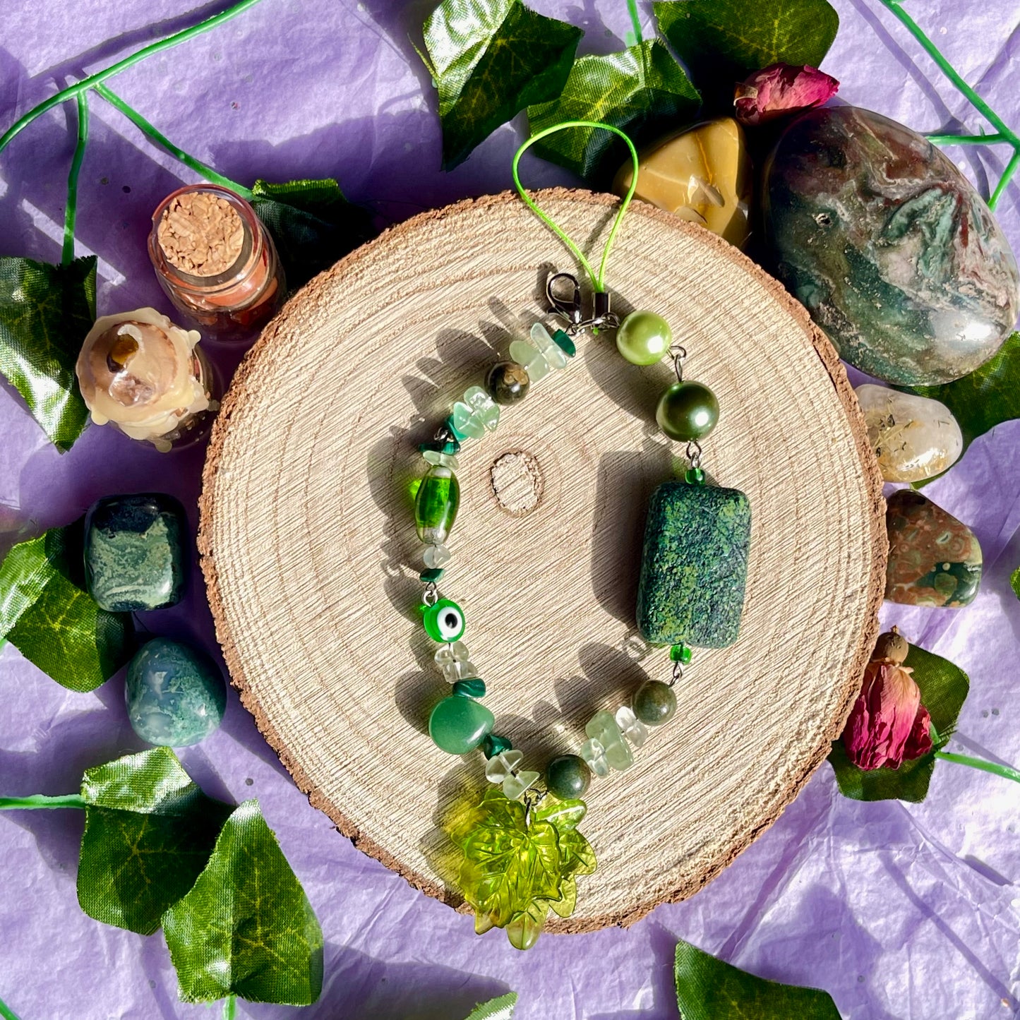 green phone charm
