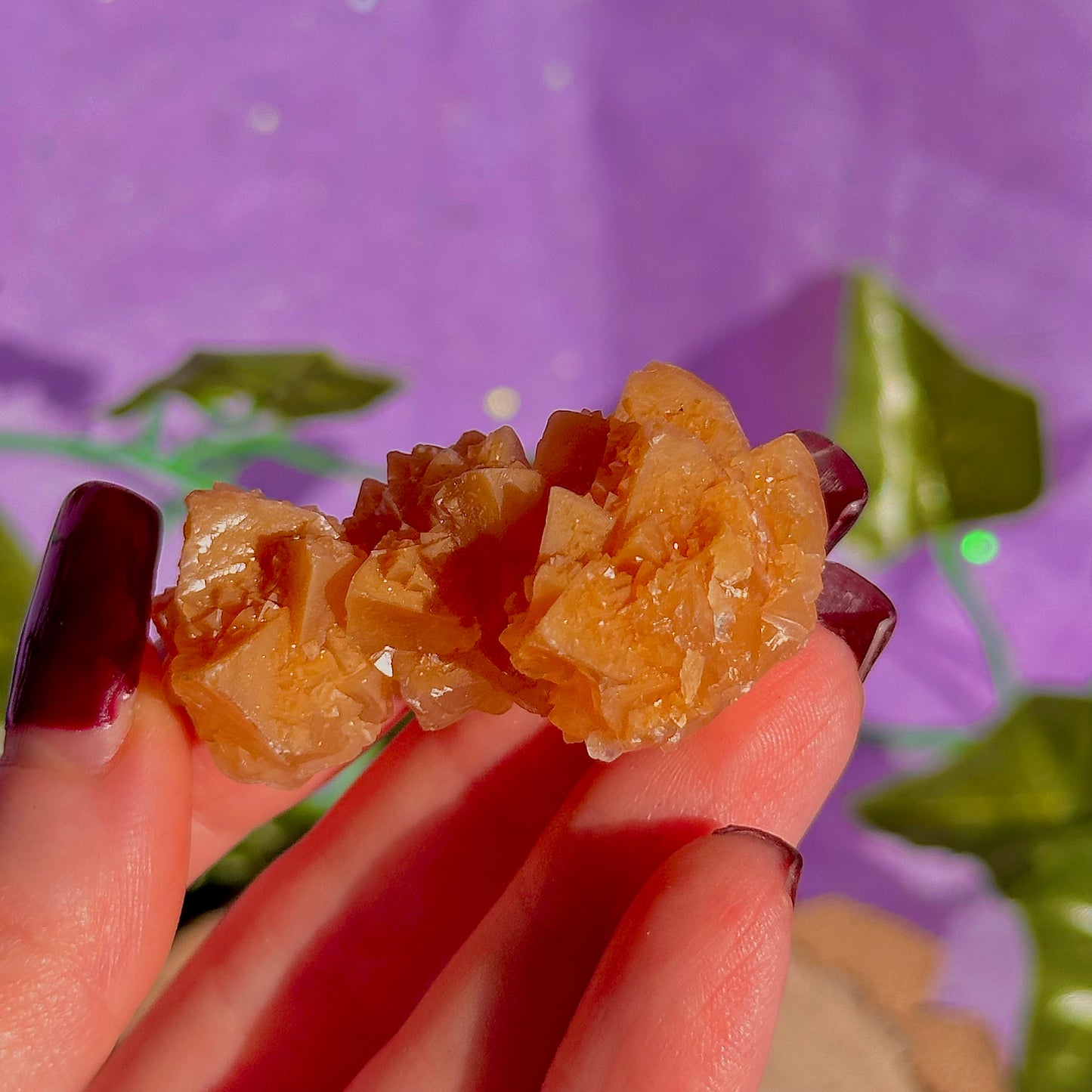 orange calcite specimen cluster B