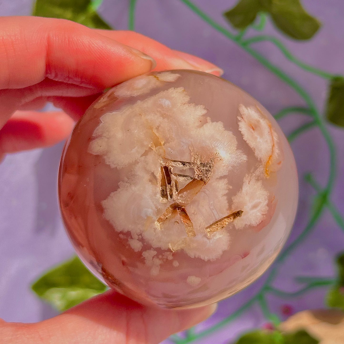 flower agate sphere