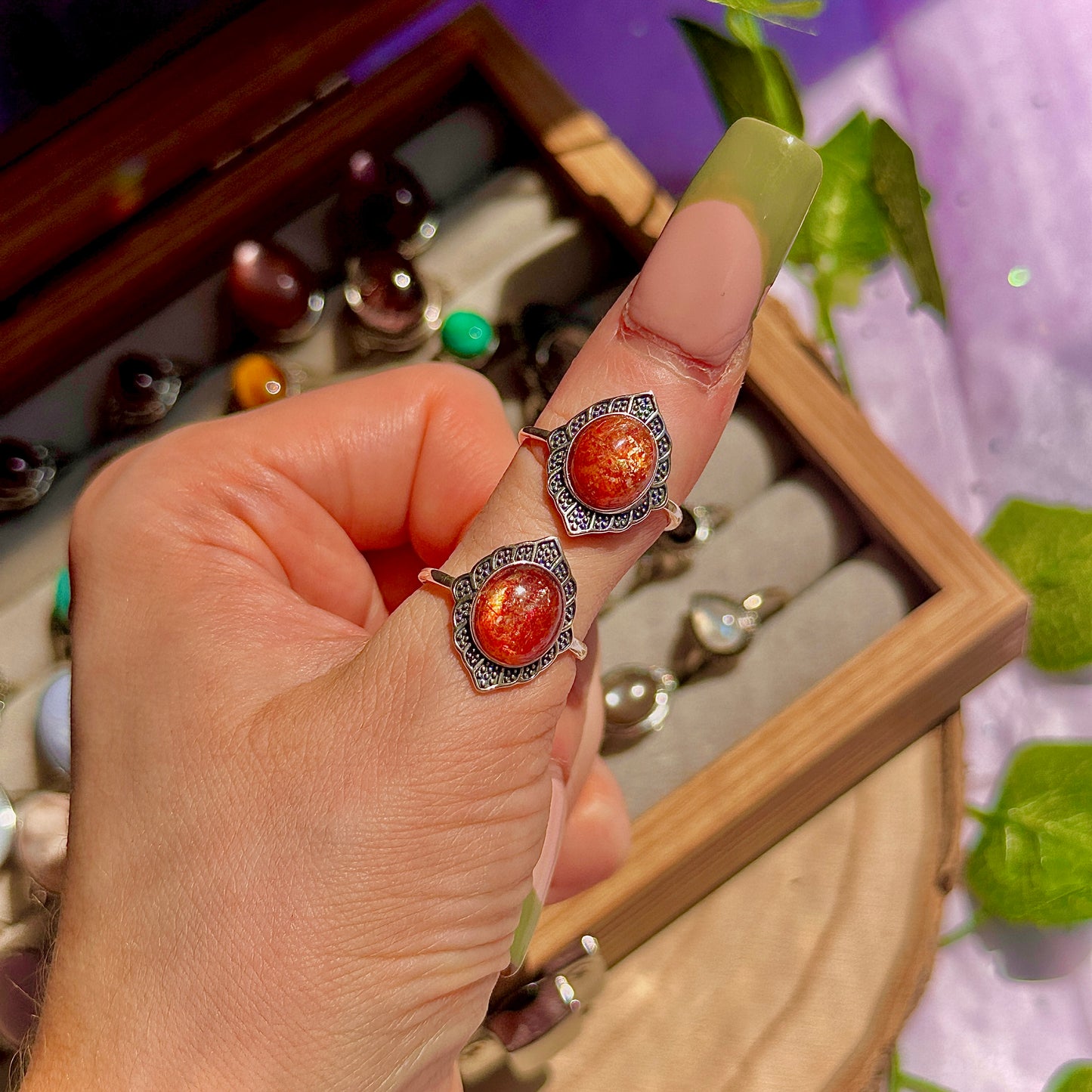 sunstone 925 sterling silver adjustable ring