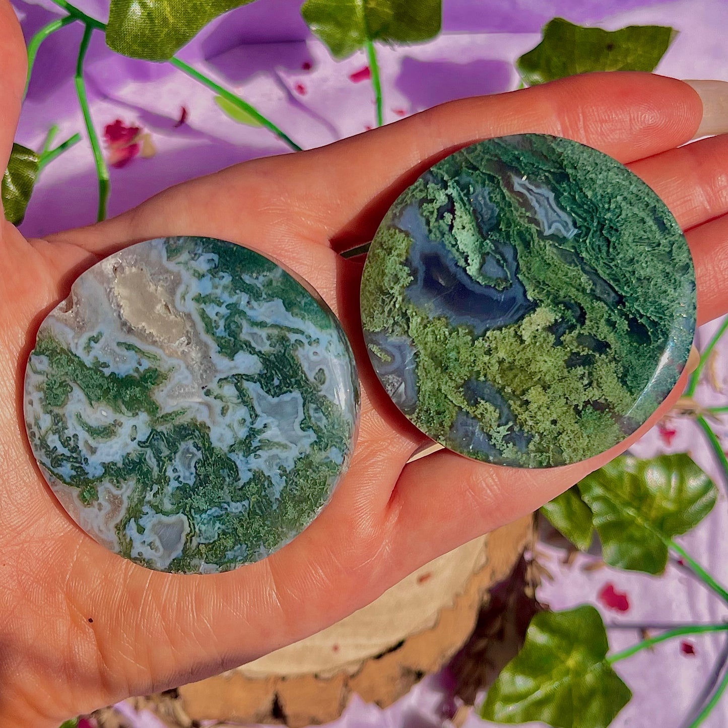 moss agate disc A & B