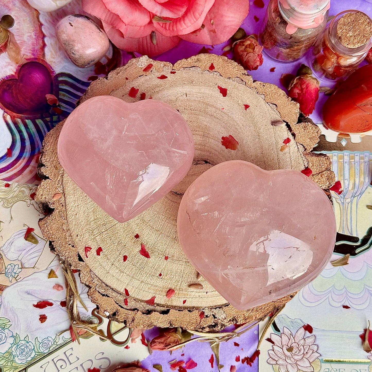 Cœurs en quartz rose starlight asterism ~ choisissez le vôtre