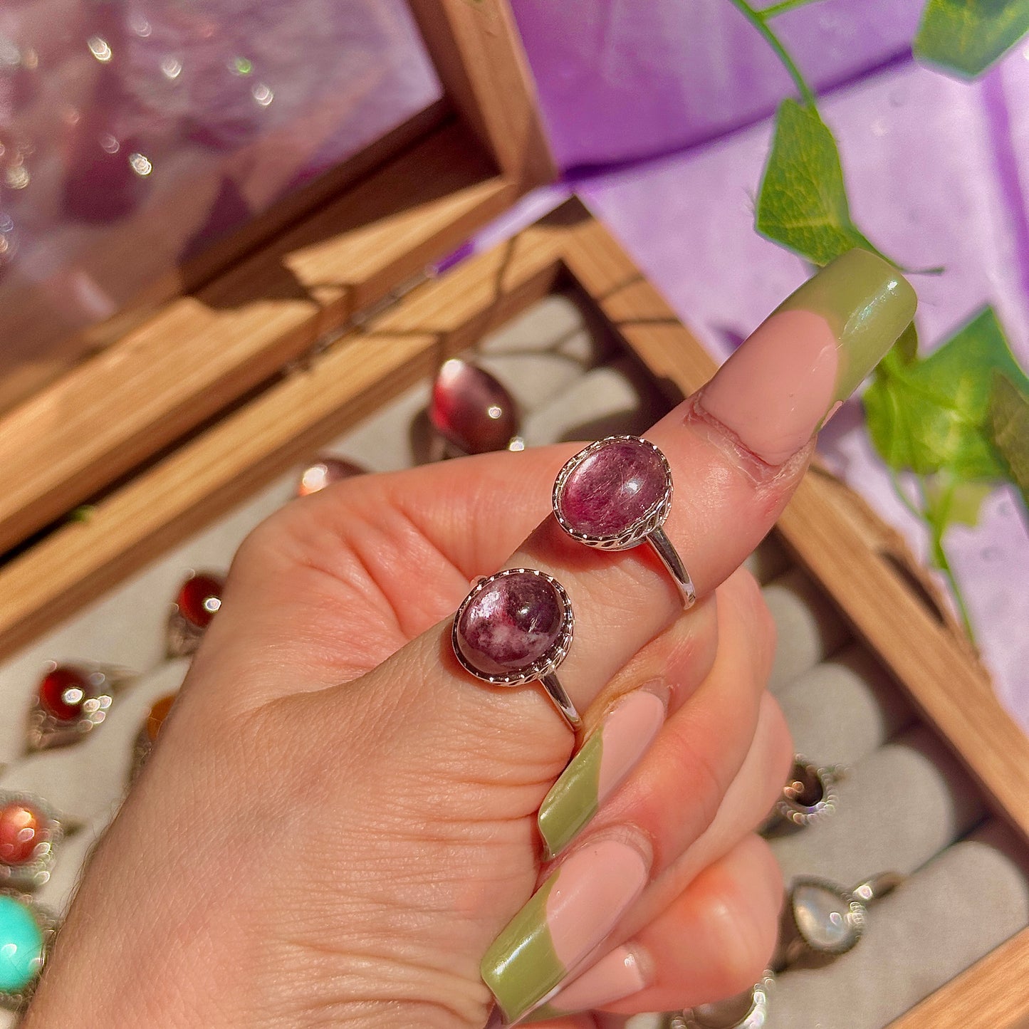 lepidolite 925 sterling silver adjustable ring
