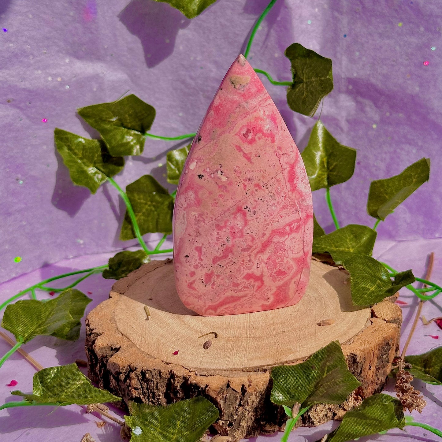 peruvian rhodonite teardrop carving