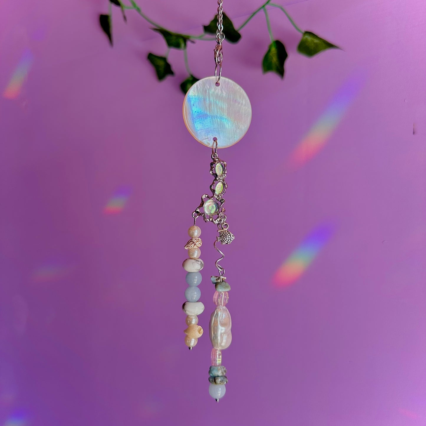 under the sea car charm ~ larimar, aquamarine, howlite