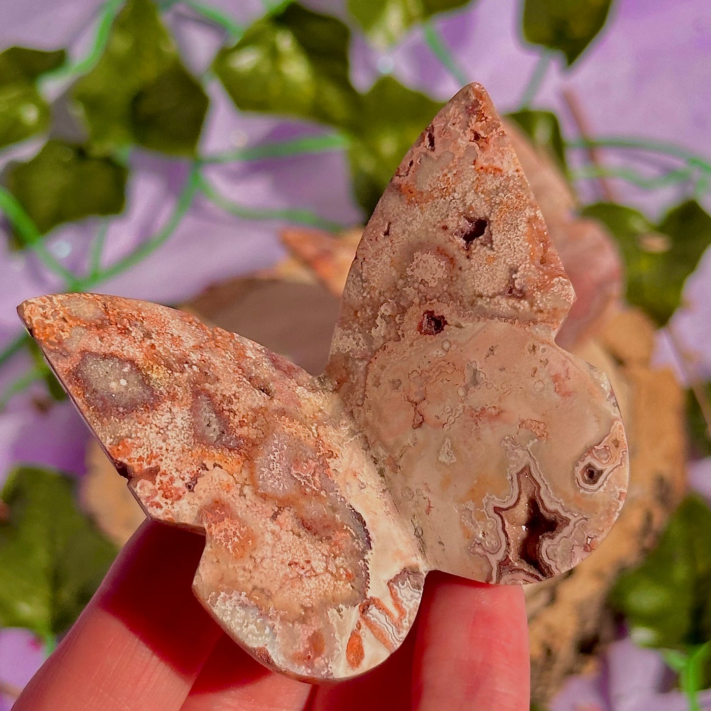 indonesian rare pink lace agate butterflies, self standing ~ choose your own