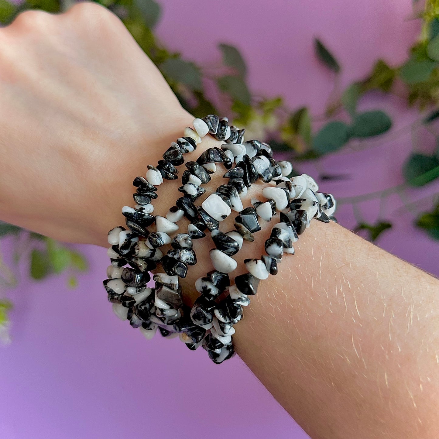 zebra jasper chip bracelets