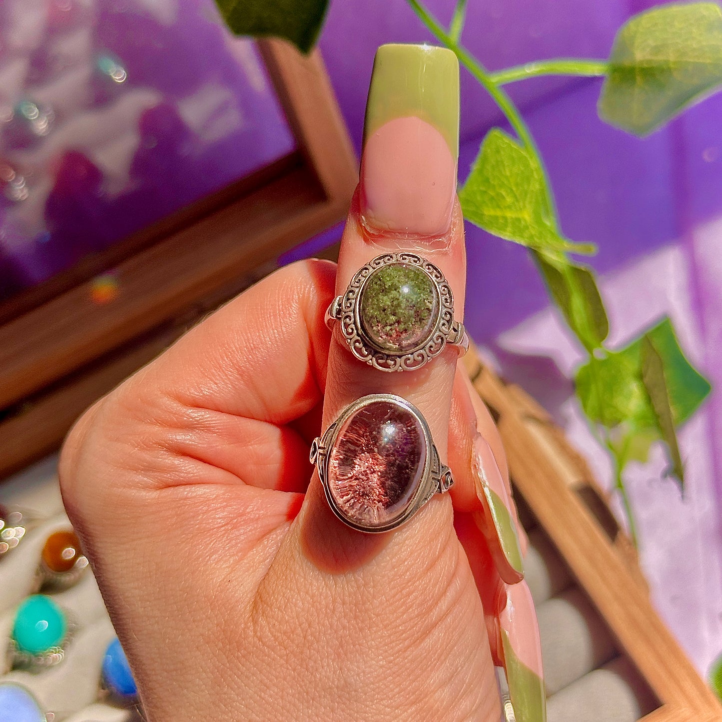 garden quartz 925 sterling silver adjustable ring