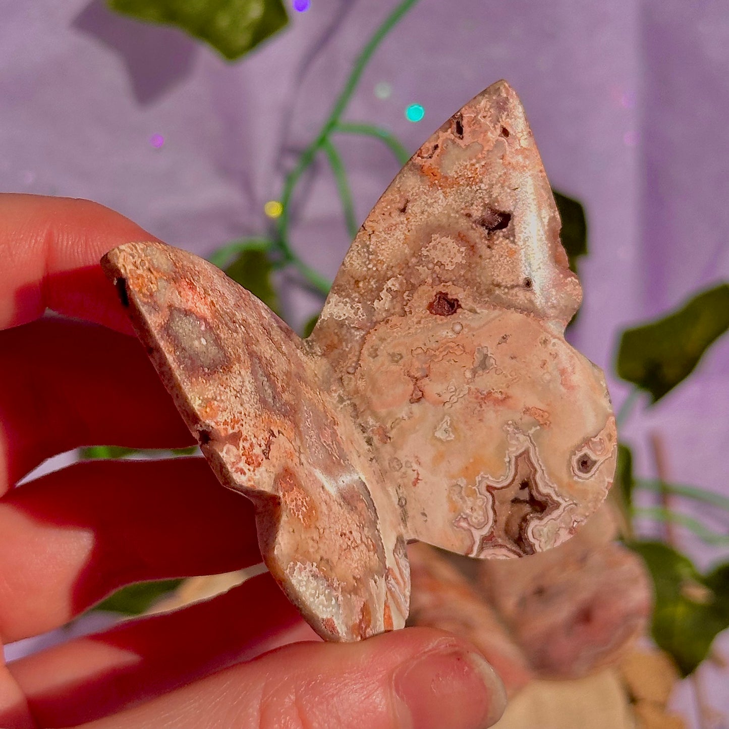 indonesian rare pink lace agate butterflies, self standing ~ choose your own