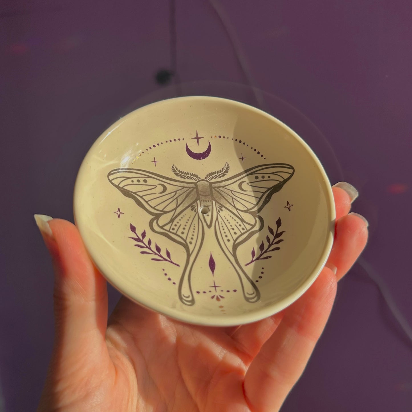 luna moth ceramic incense holder
