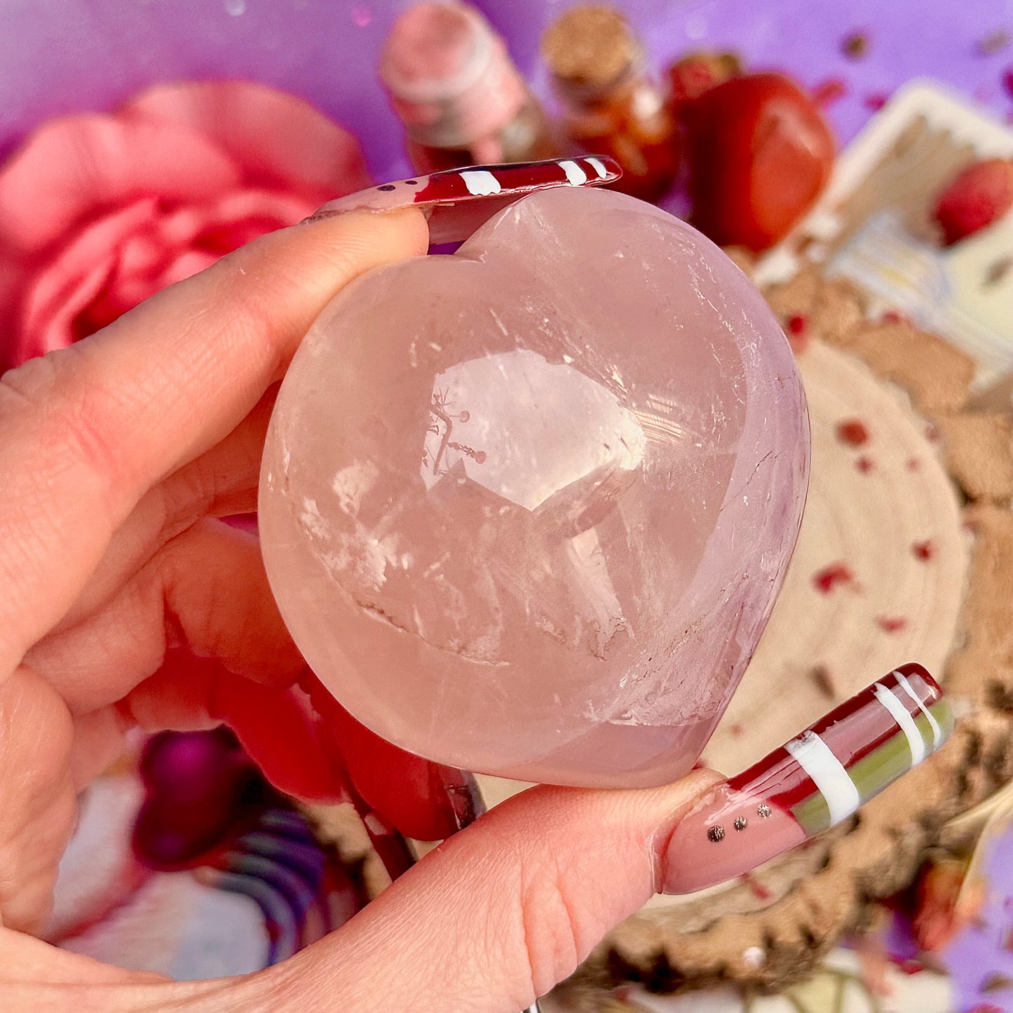 Cœurs en quartz rose starlight asterism ~ choisissez le vôtre