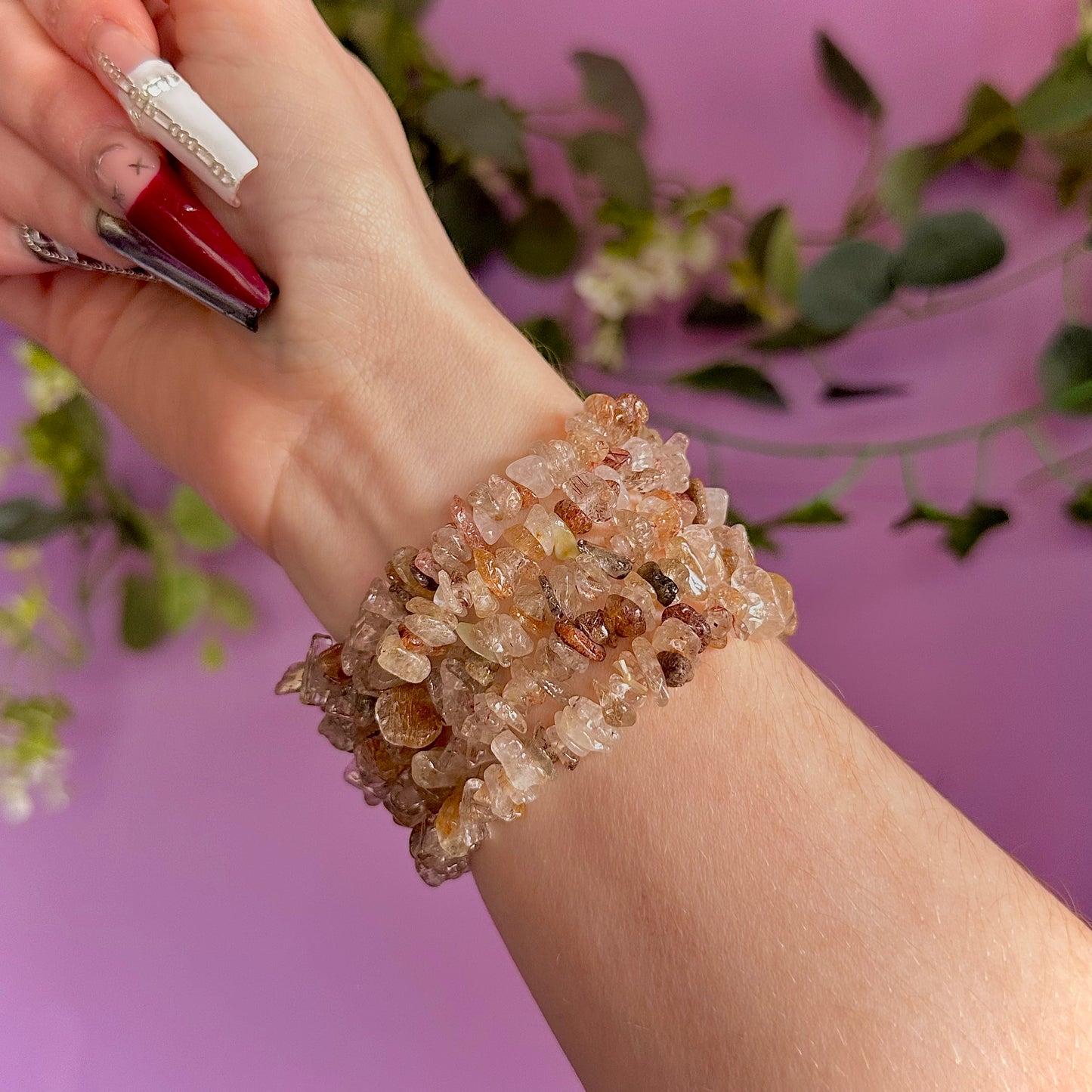 copper rutile chip bracelet